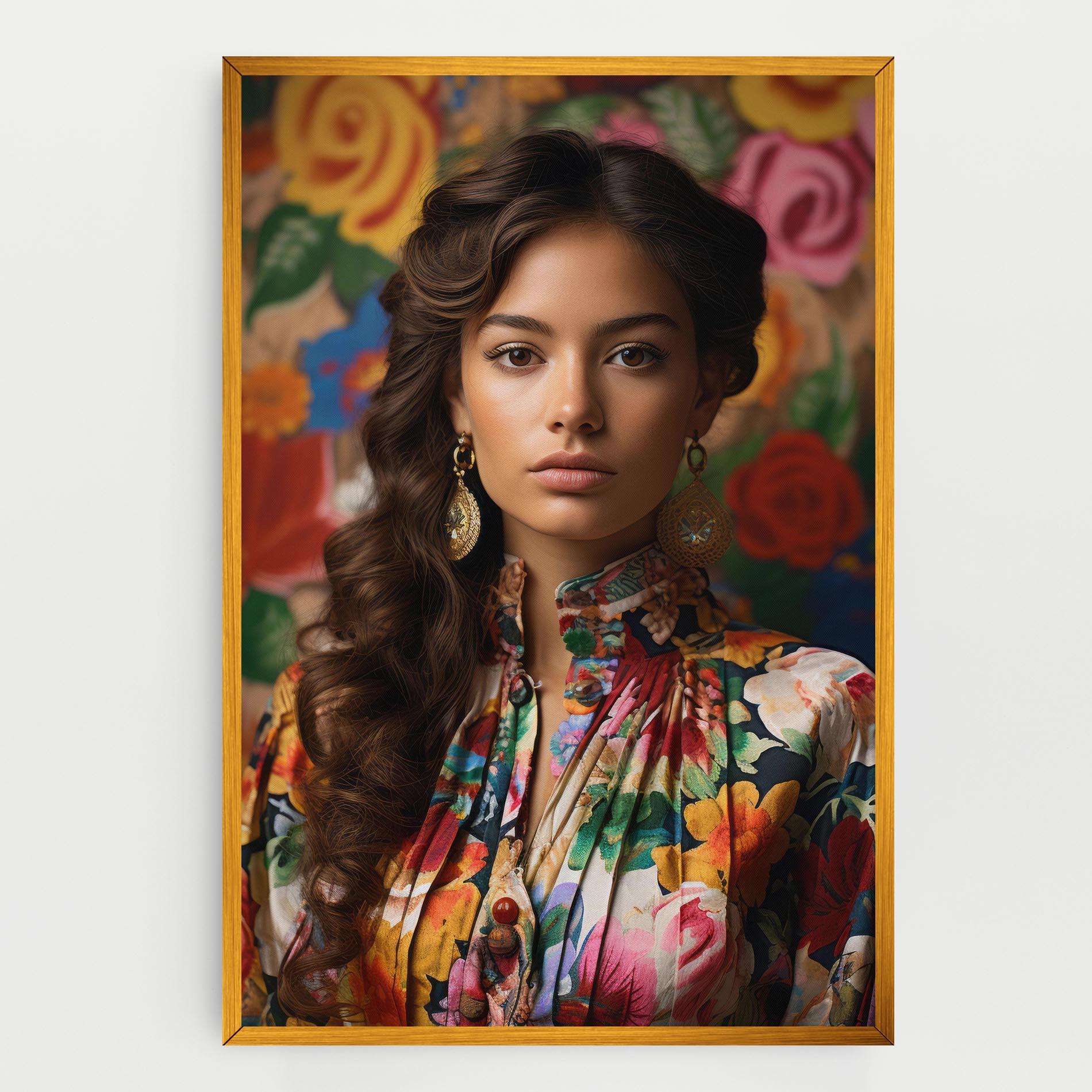 Leinwandbild Floral Dress Long Hair mockup 0