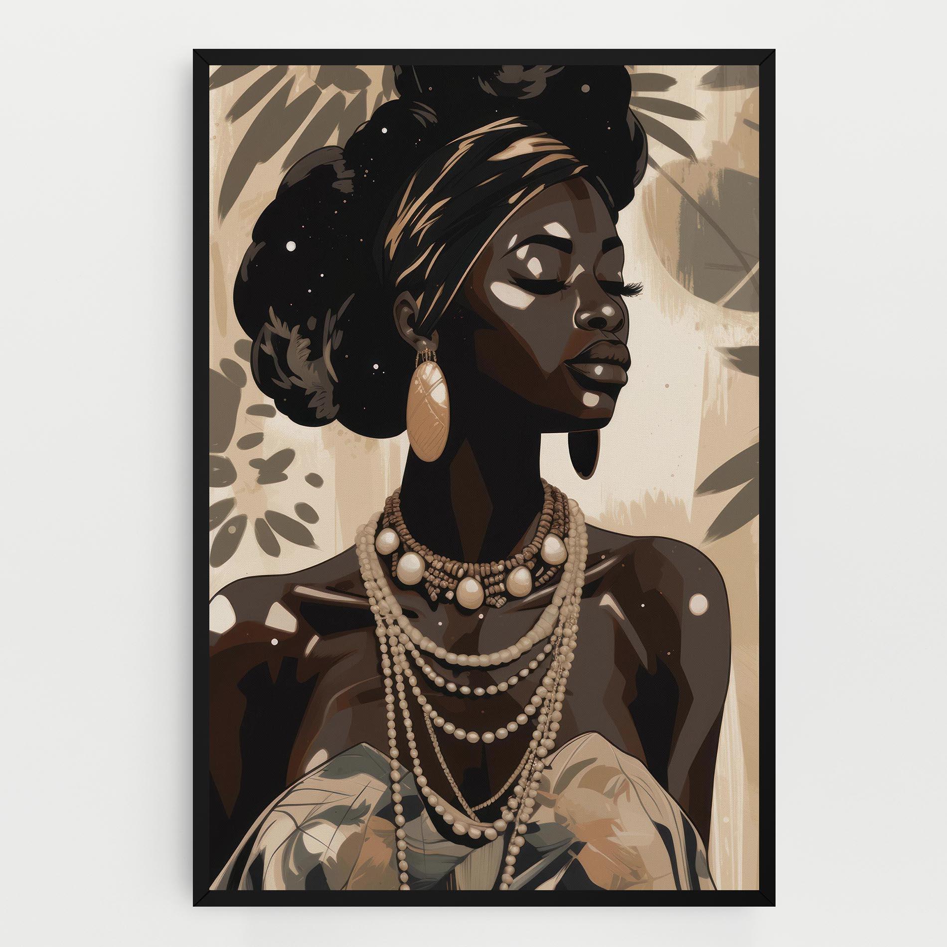 Leinwandbild African Woman On Cream mockup 0