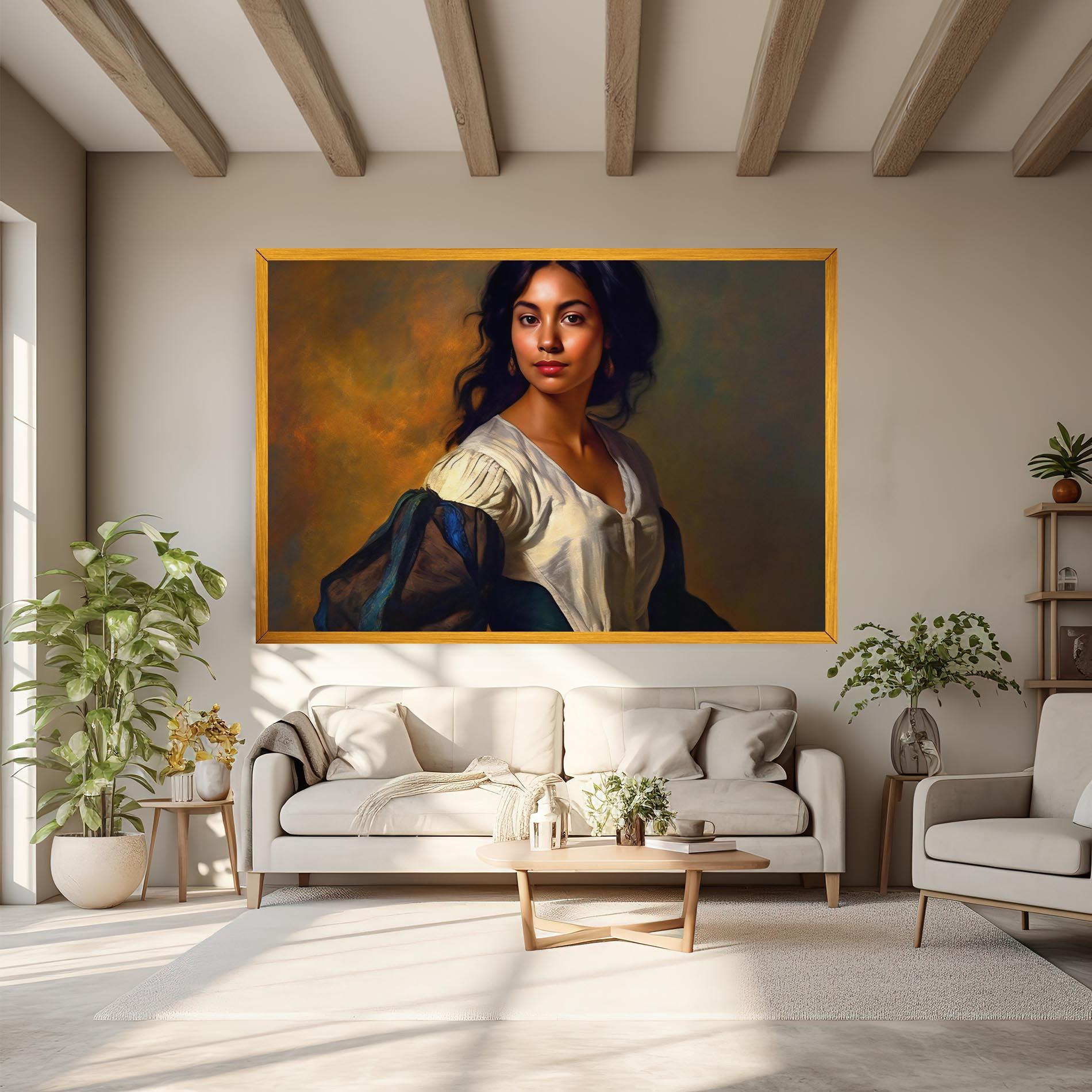 Leinwandbild Beautiful Brunette Art mockup 6