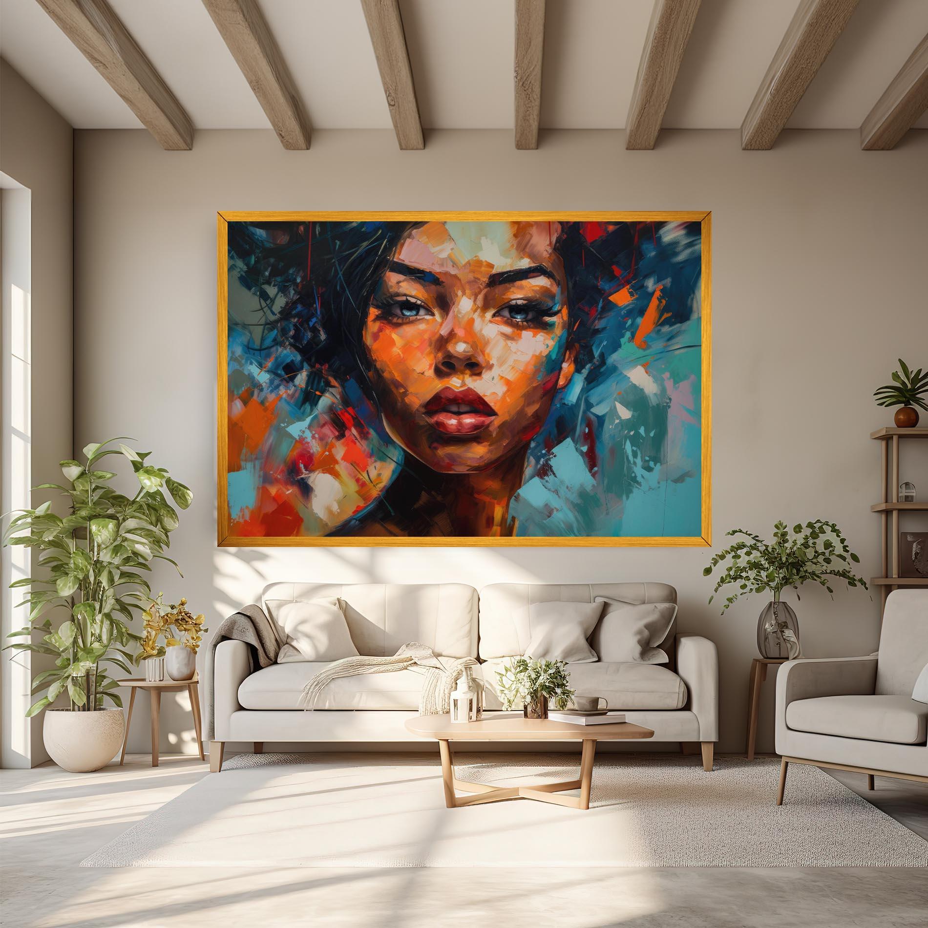 Leinwandbild Intense Fiery Portrait mockup 6