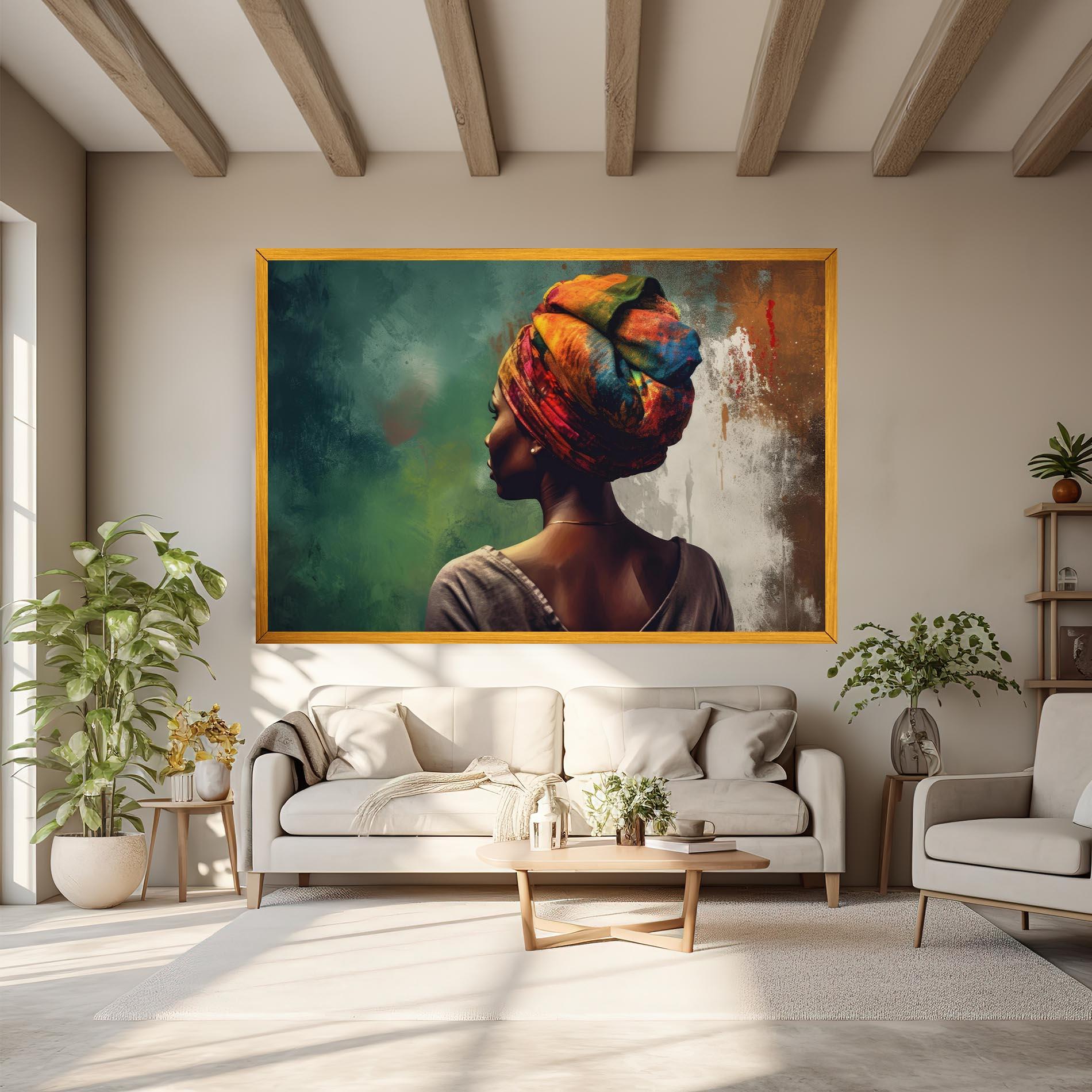 Leinwandbild Yellow Turban Art mockup 6