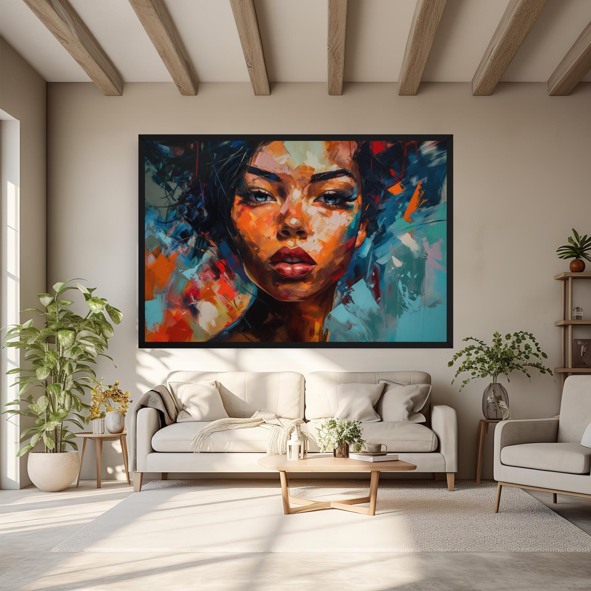 Leinwandbild Intense Fiery Portrait mockup 6