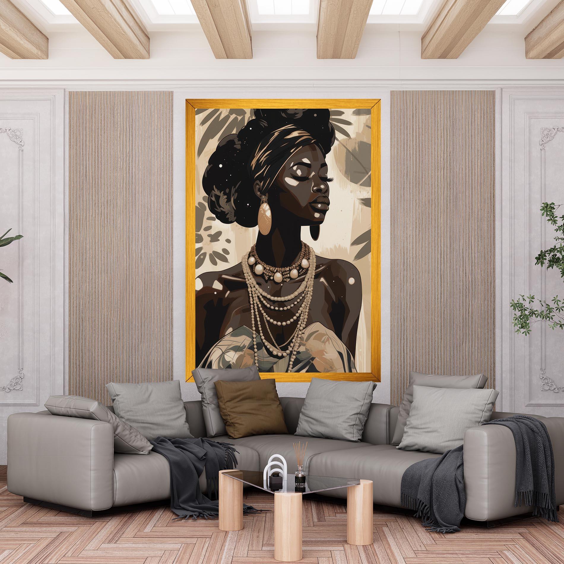 Leinwandbild African Woman On Cream mockup 6