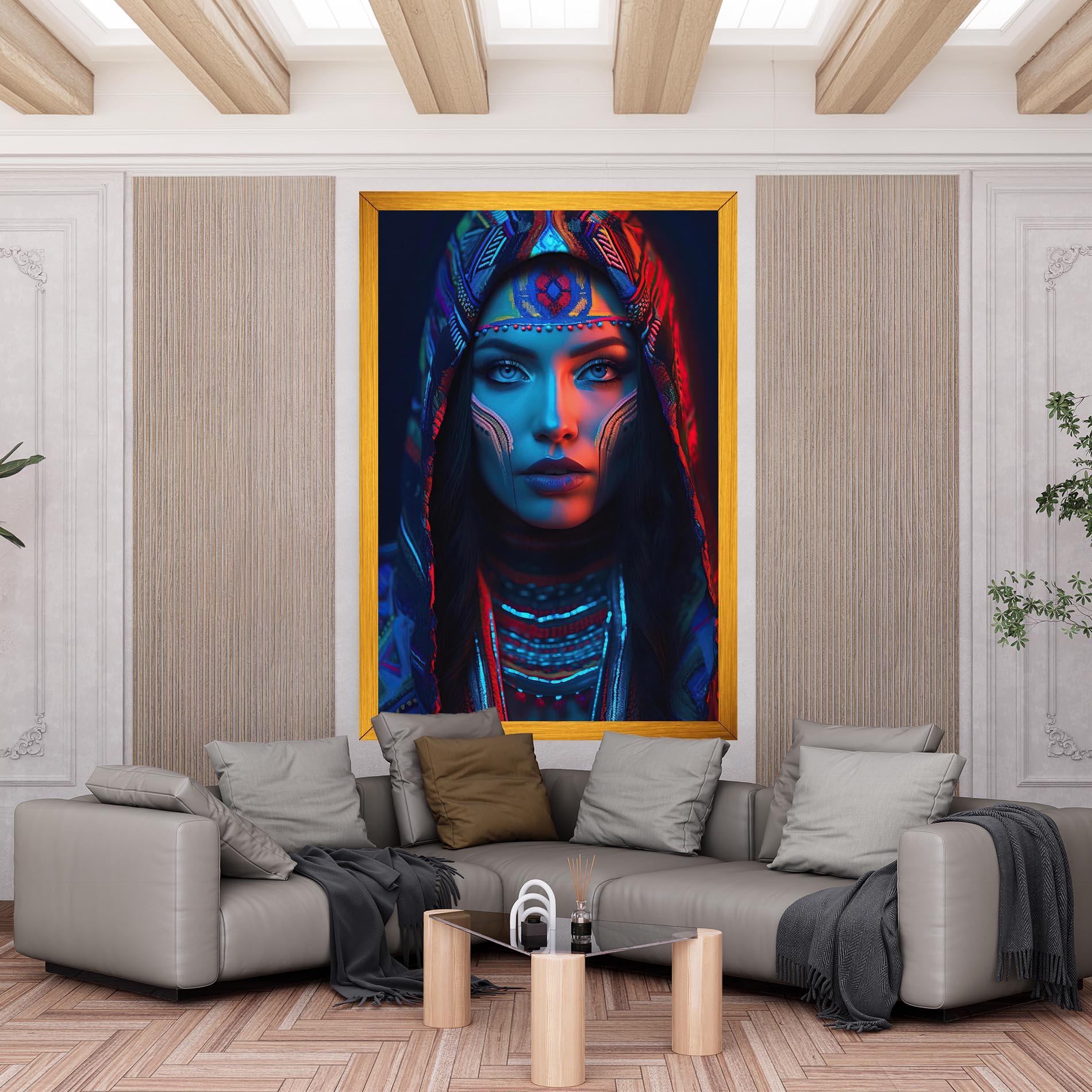 Leinwandbild Blue Red Light Hood mockup 6