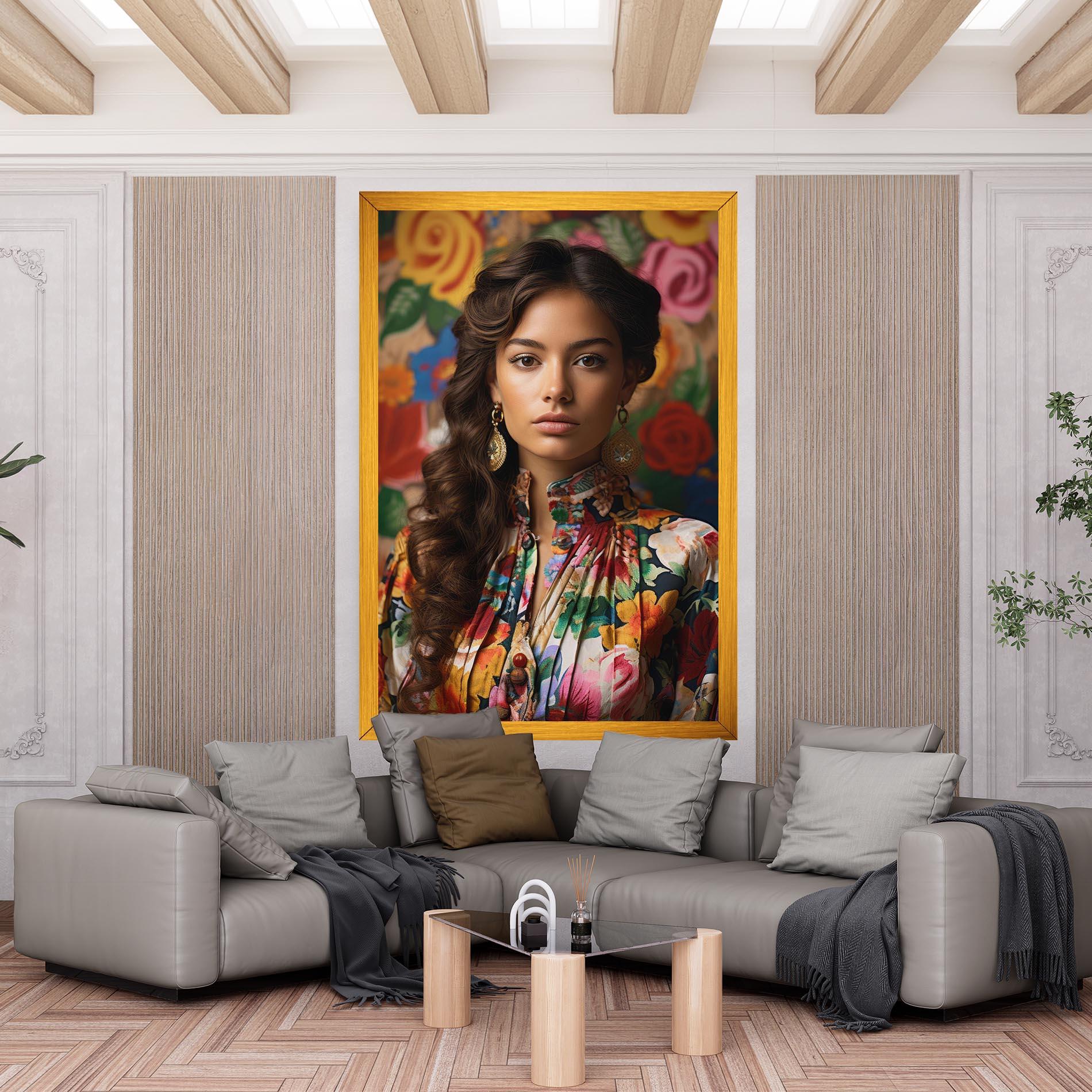 Leinwandbild Floral Dress Long Hair mockup 6