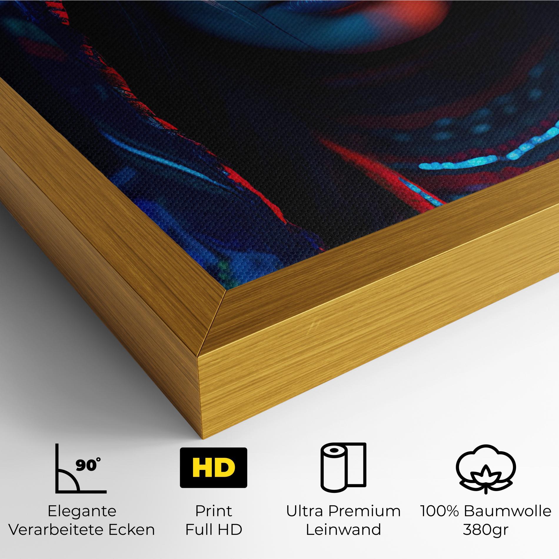 Leinwandbild Blue Red Light Hood mockup 4