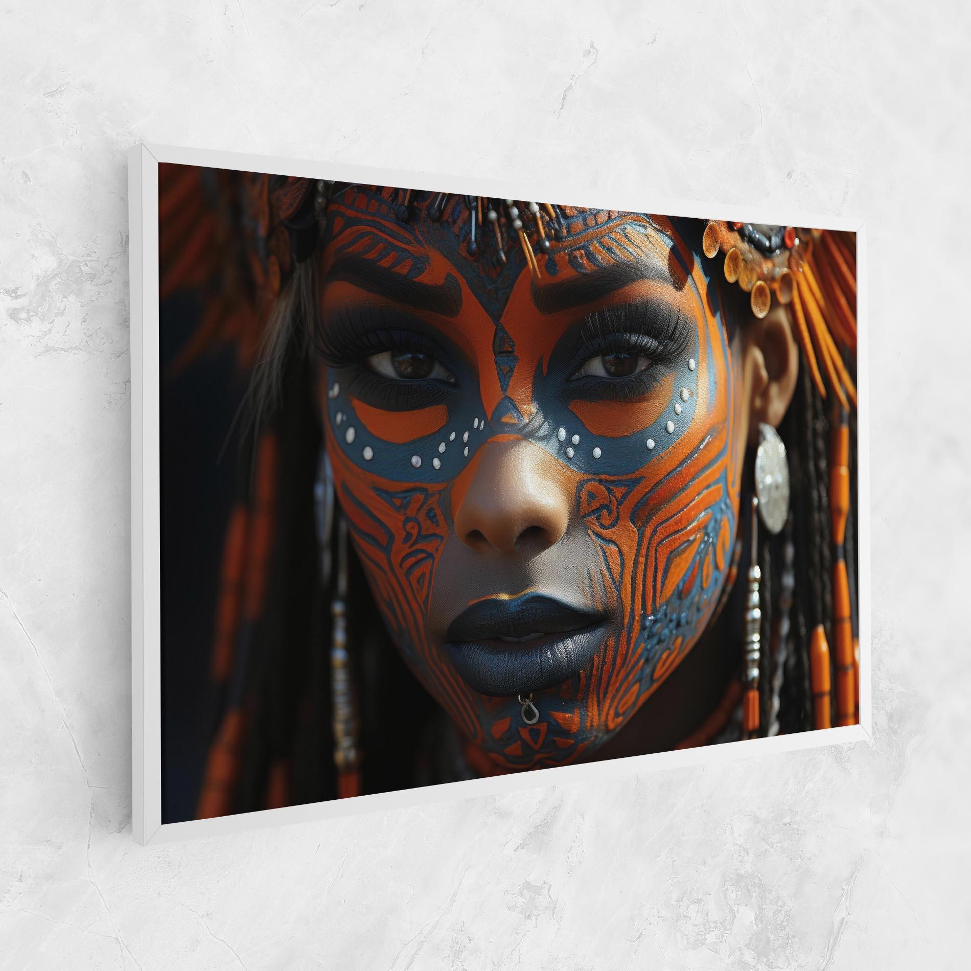 Leinwandbild Orange Tribal Paint mockup 1