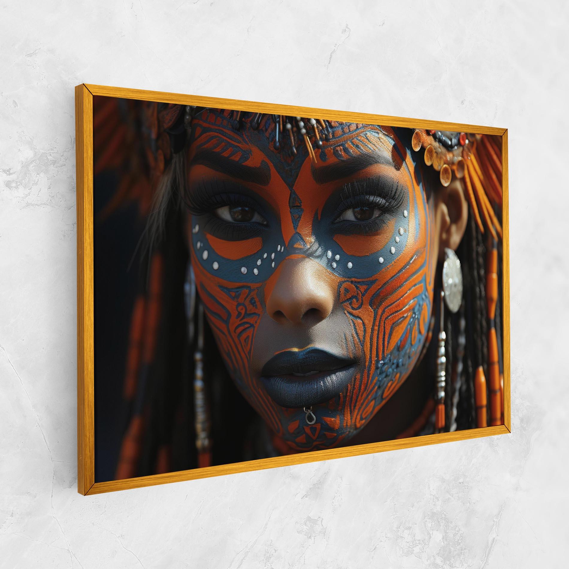 Leinwandbild Orange Tribal Paint mockup 1