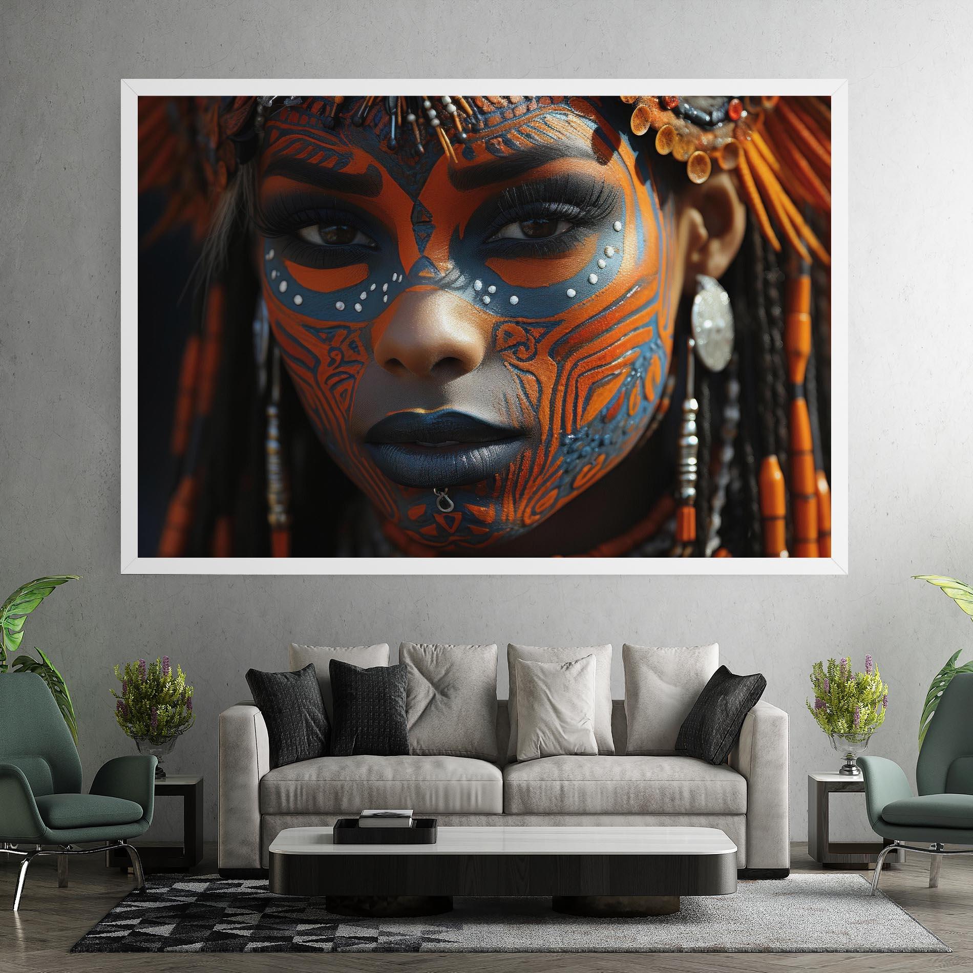 Leinwandbild Orange Tribal Paint mockup 7