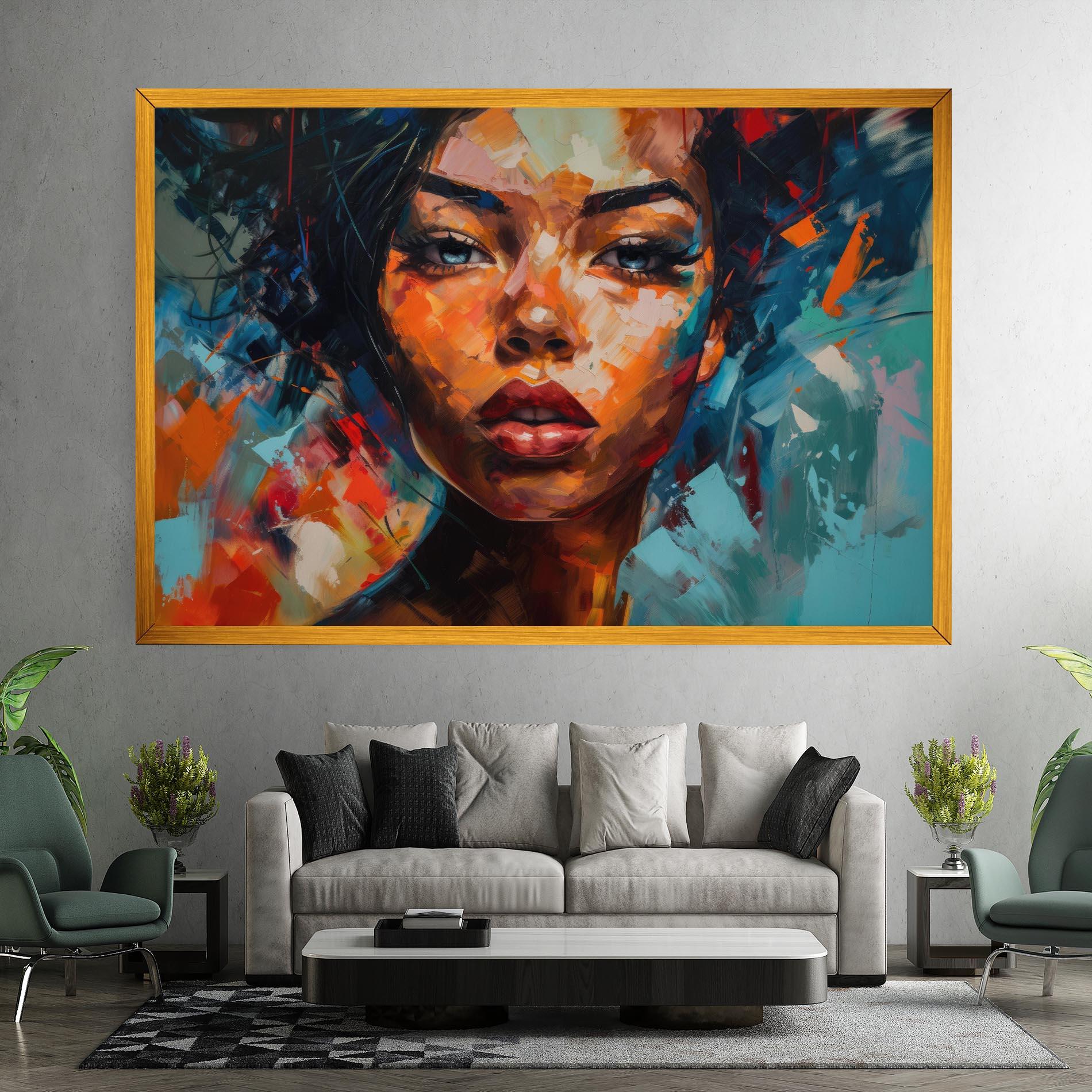 Leinwandbild Intense Fiery Portrait mockup 7