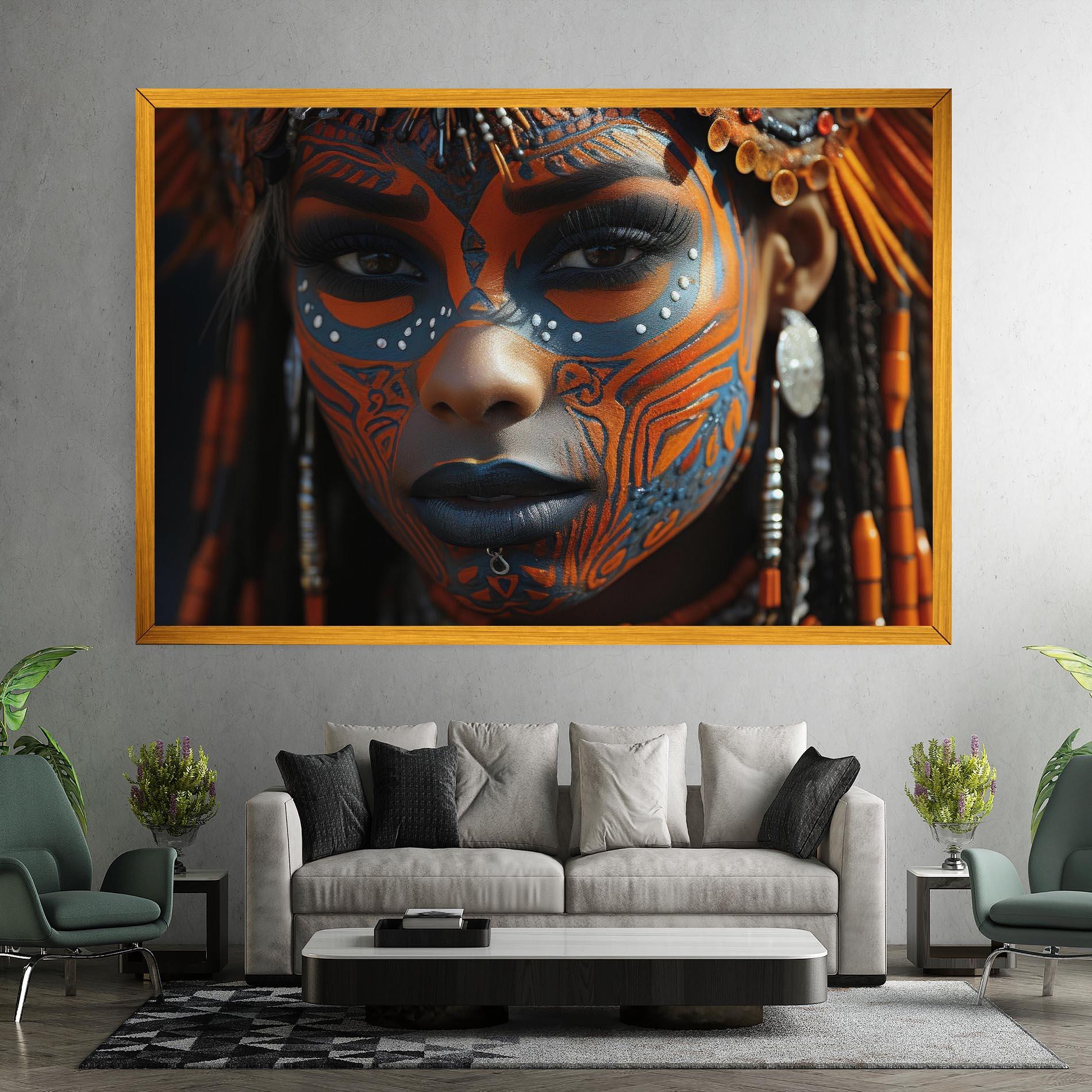 Leinwandbild Orange Tribal Paint mockup 7