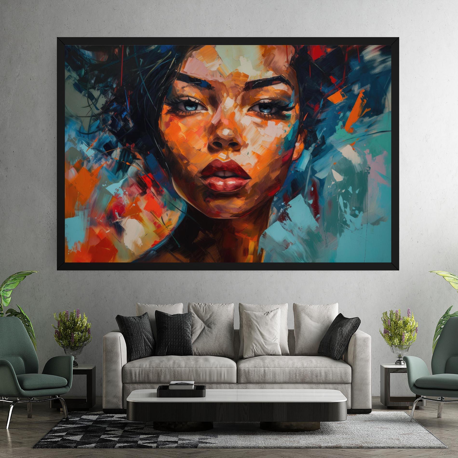 Leinwandbild Intense Fiery Portrait mockup 7