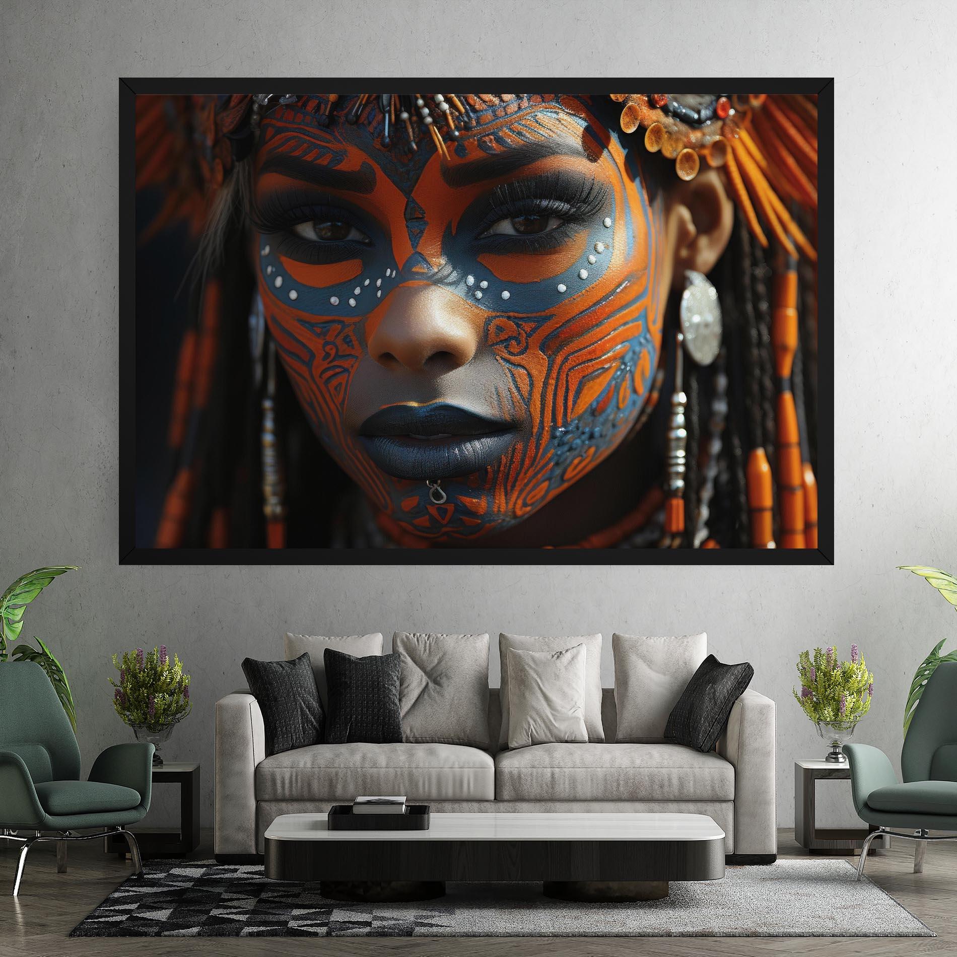 Leinwandbild Orange Tribal Paint mockup 7