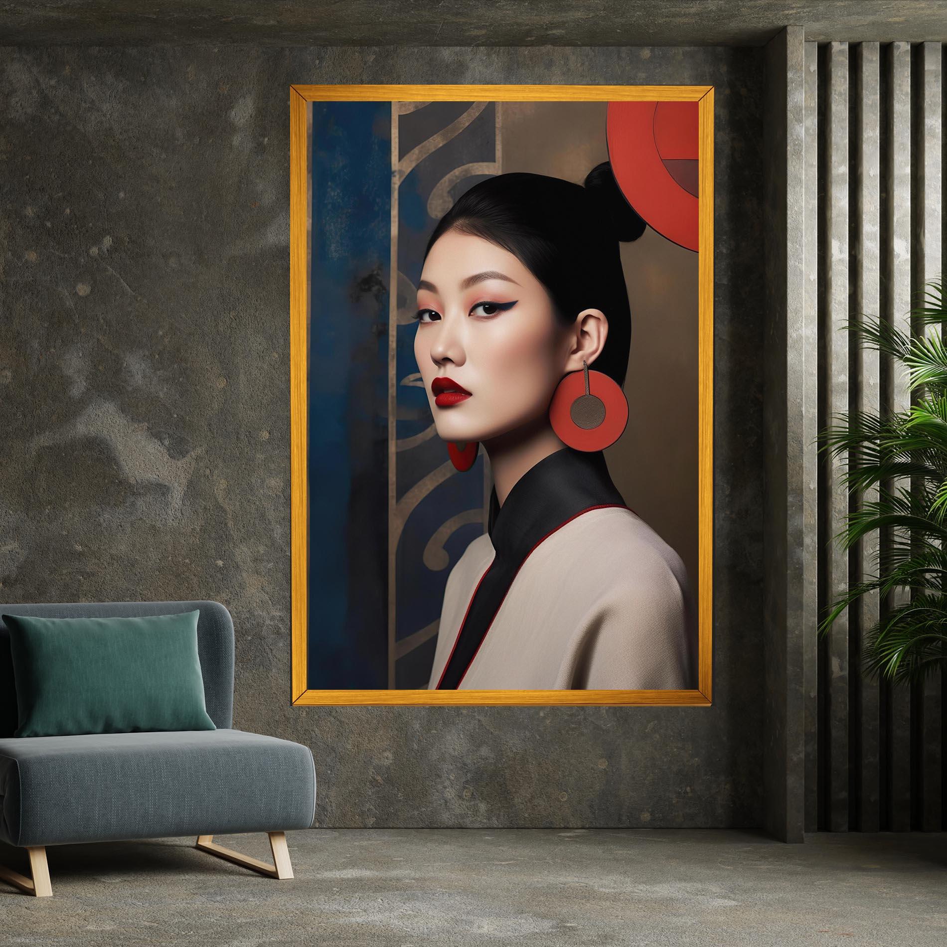 Leinwandbild Asian Big Earrings mockup 7