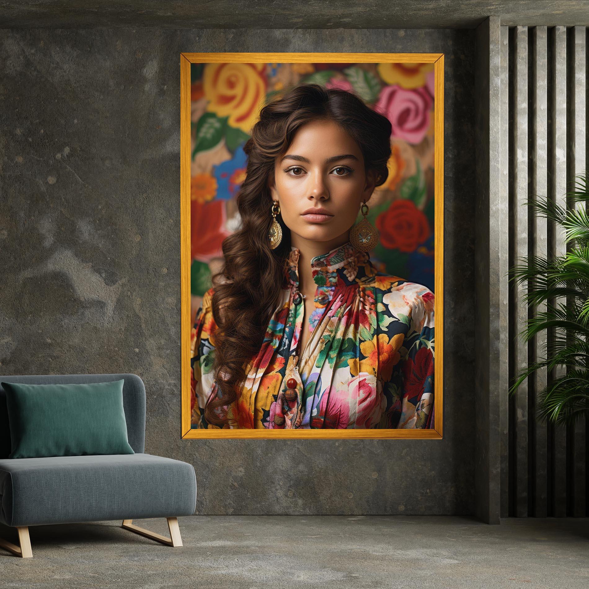 Leinwandbild Floral Dress Long Hair mockup 7