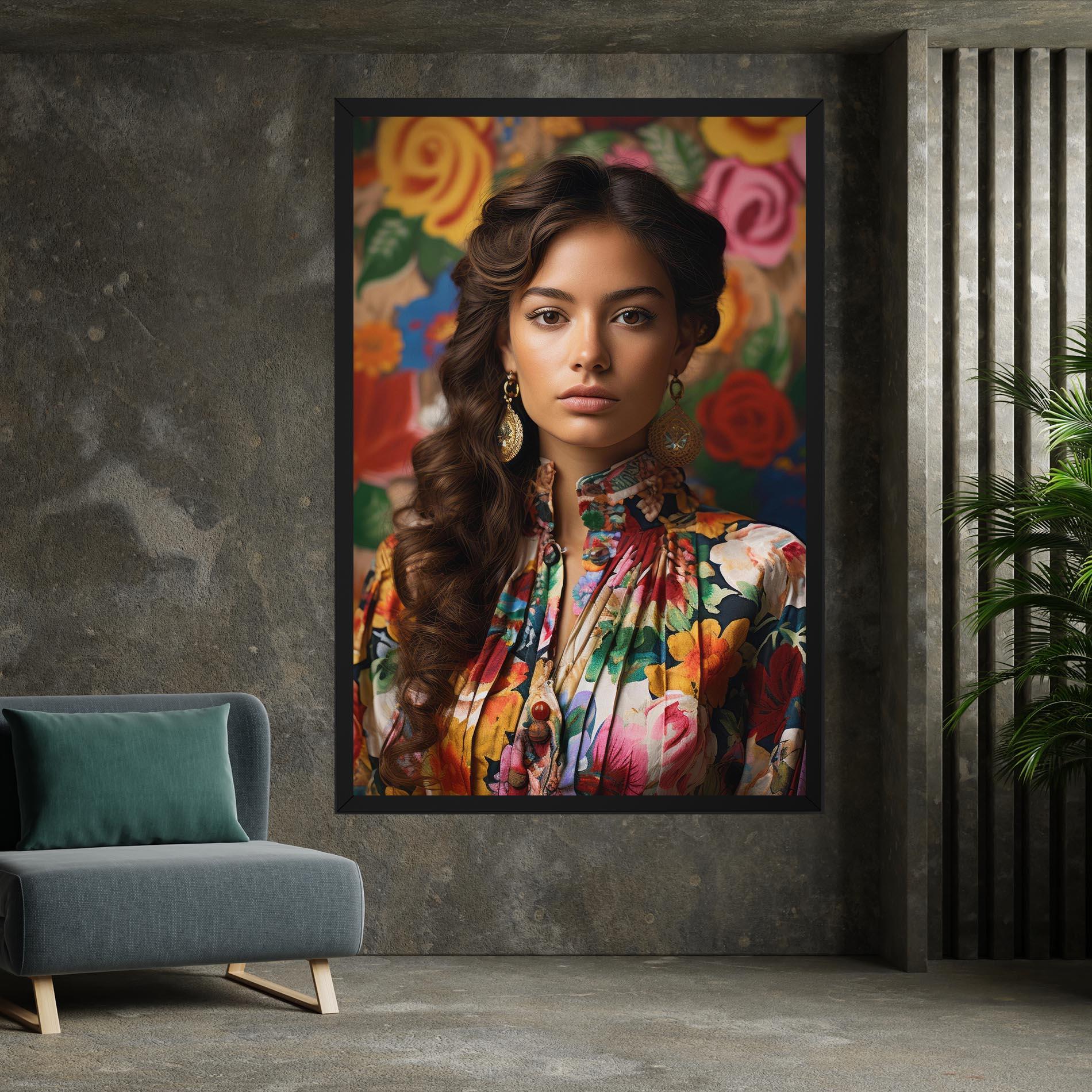 Leinwandbild Floral Dress Long Hair mockup 7