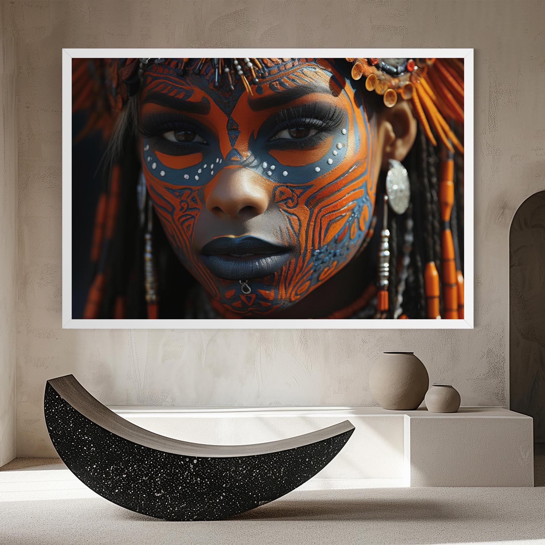 Leinwandbild Orange Tribal Paint mockup 8