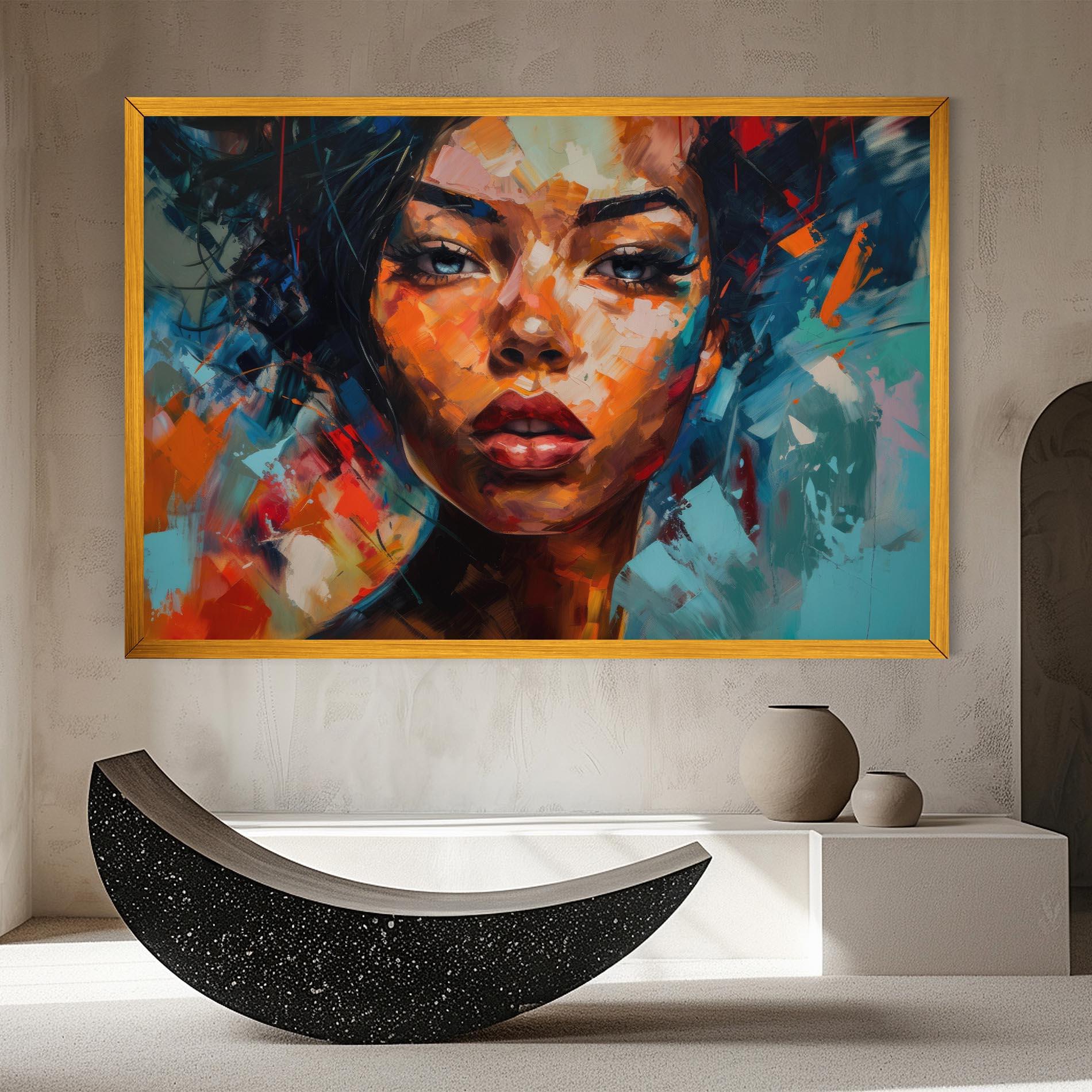 Leinwandbild Intense Fiery Portrait mockup 8