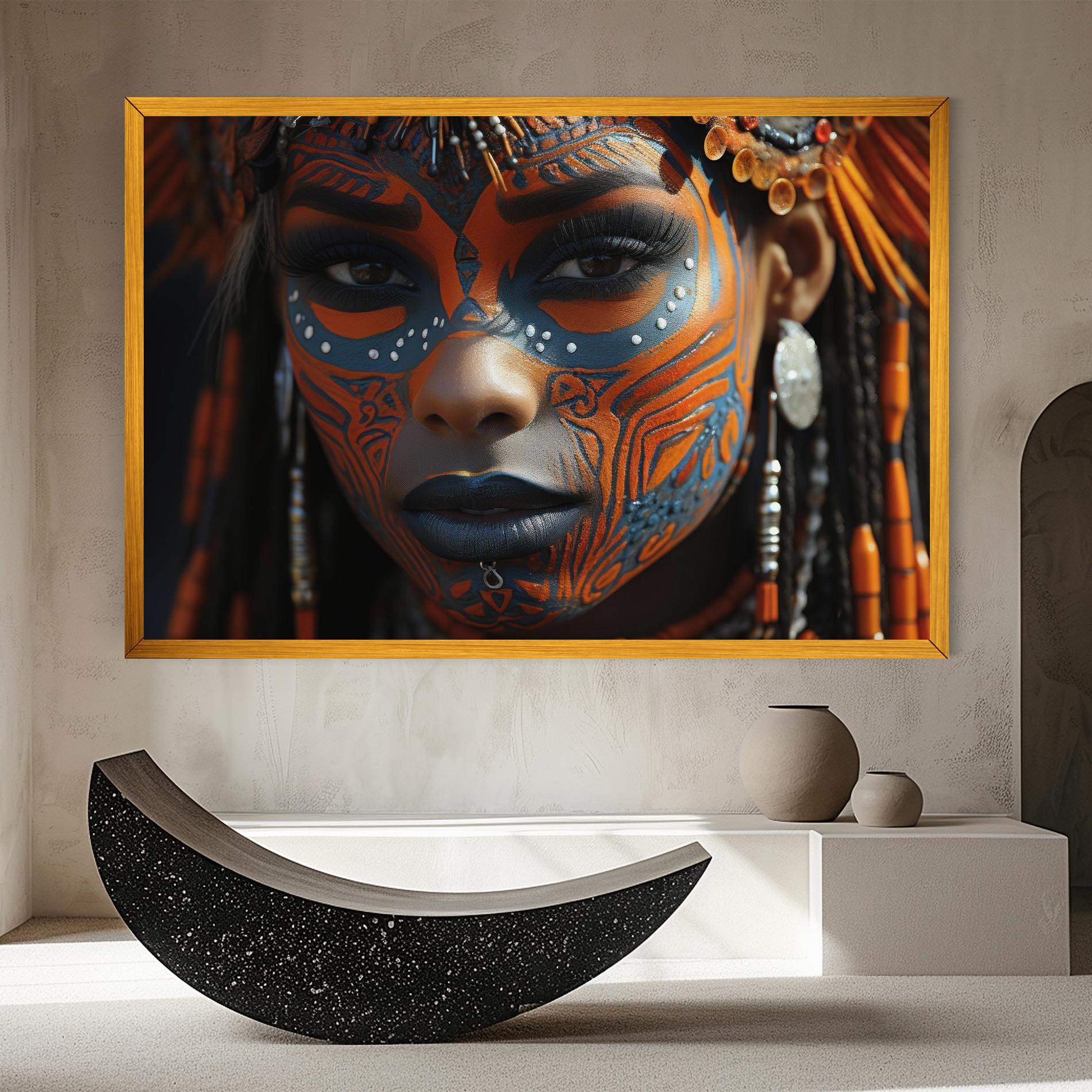 Leinwandbild Orange Tribal Paint mockup 8
