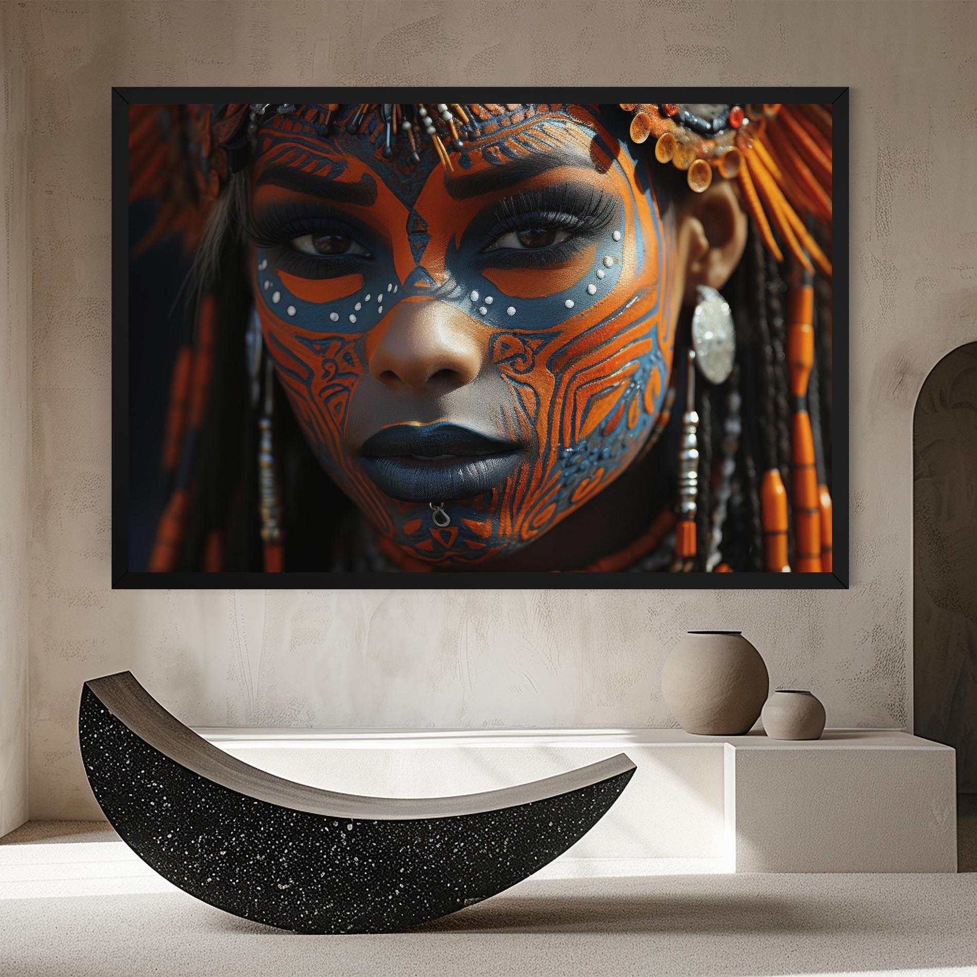 Leinwandbild Orange Tribal Paint mockup 8