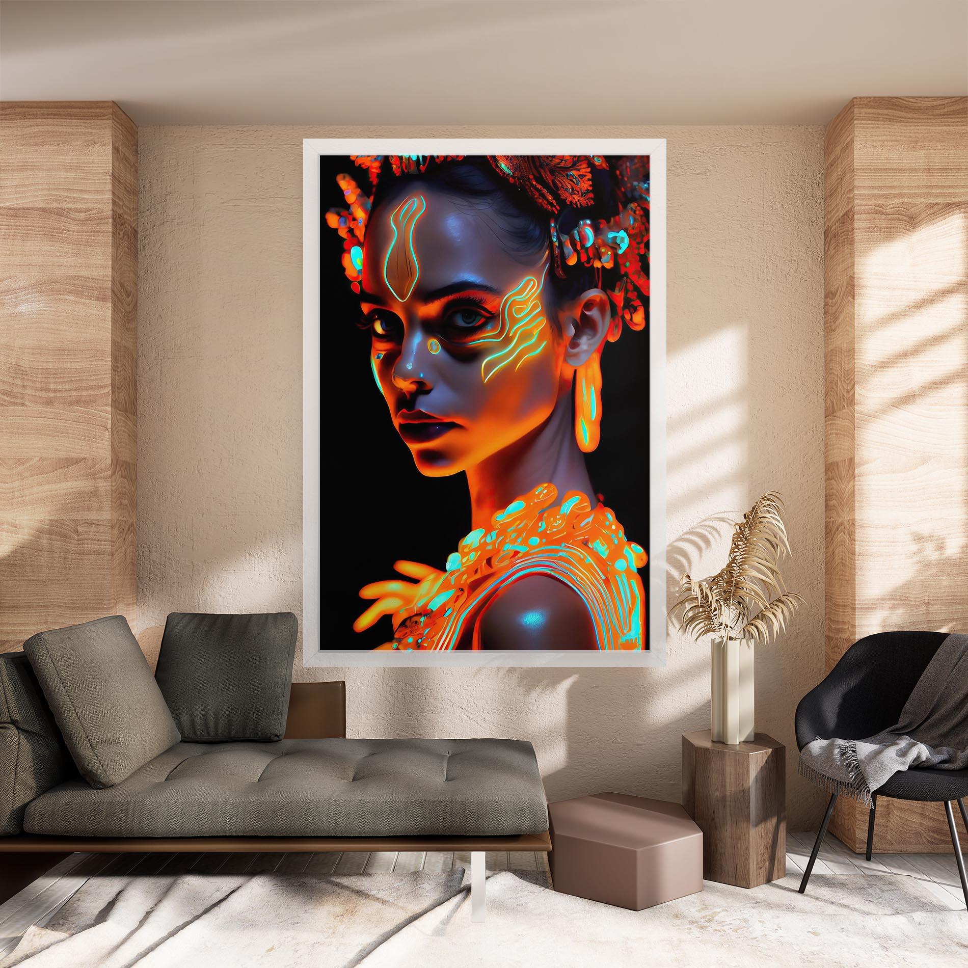 Leinwandbild Glowing Face Paint mockup 8