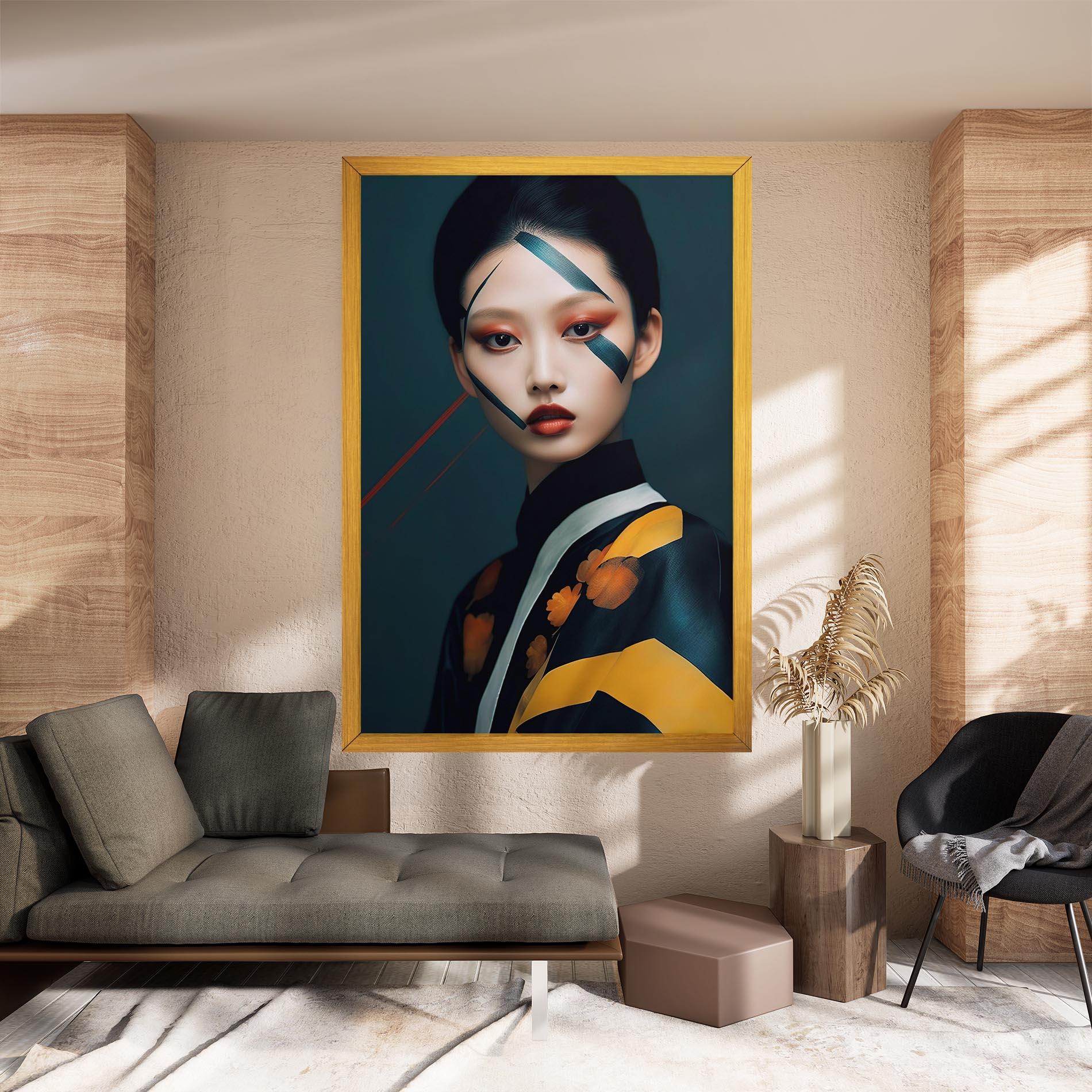 Leinwandbild Asian Painted Woman mockup 8