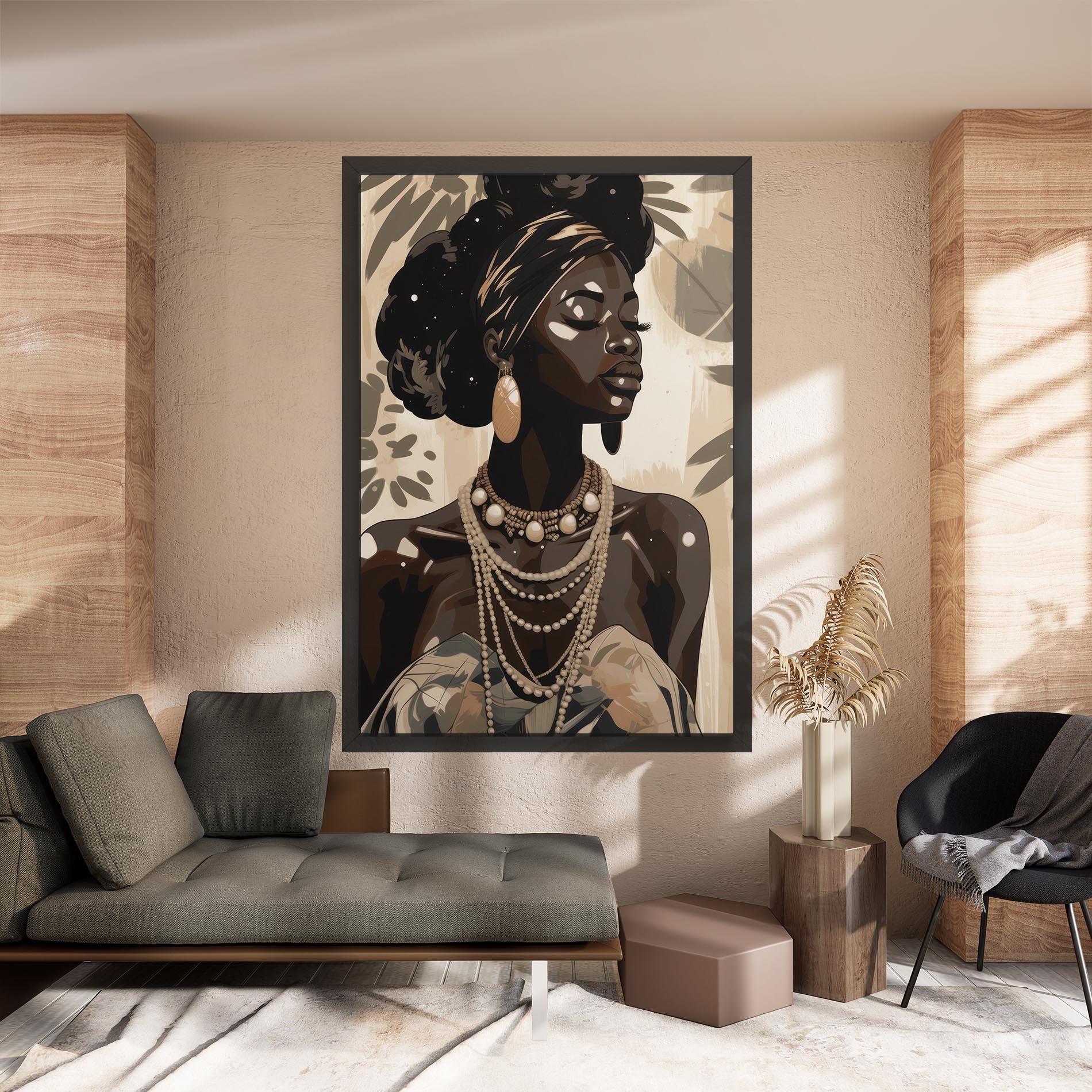 Leinwandbild African Woman On Cream mockup 8