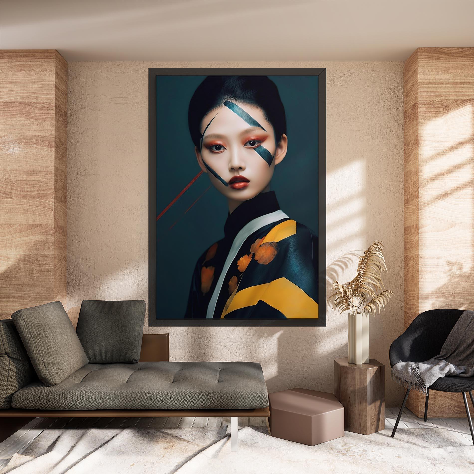 Leinwandbild Asian Painted Woman mockup 8