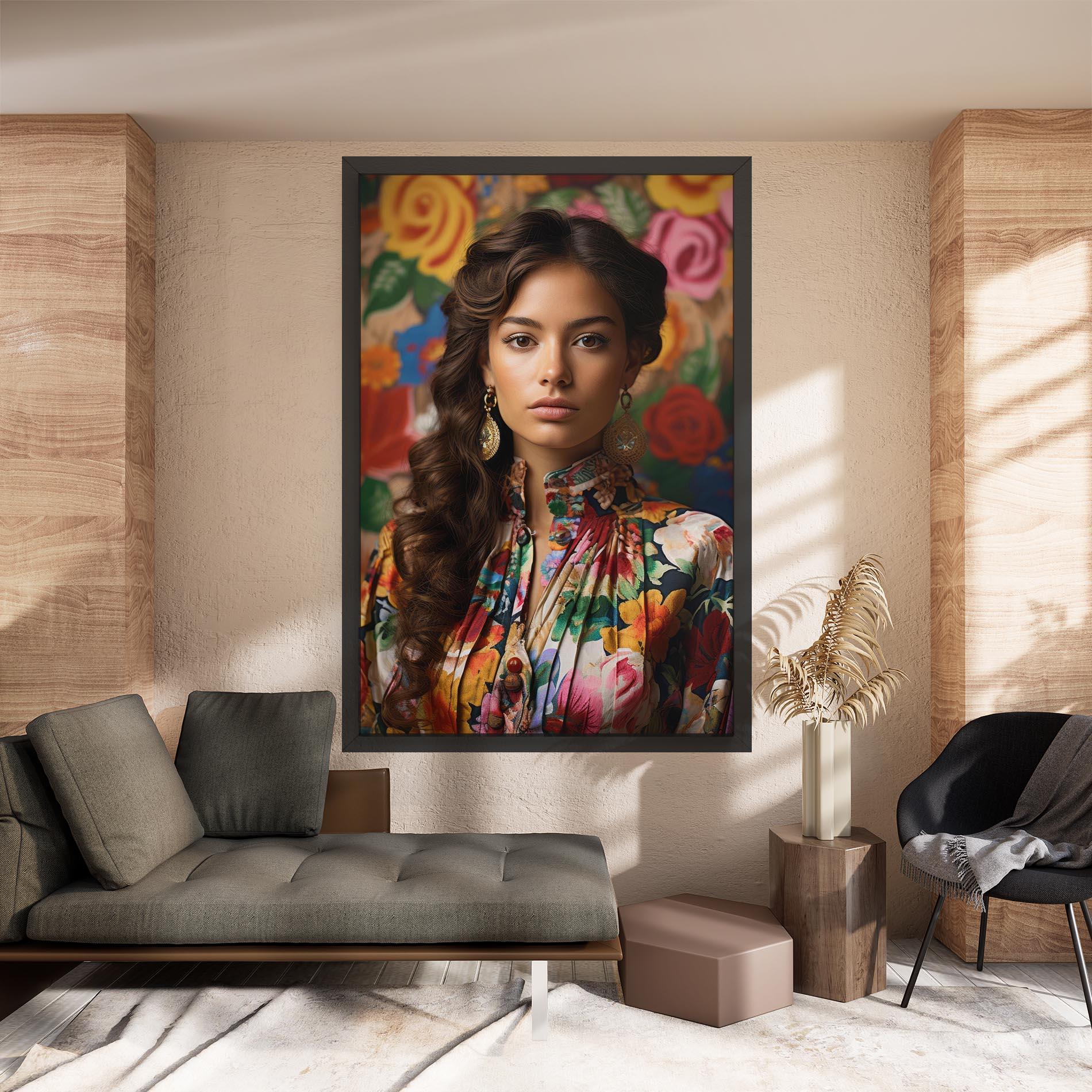 Leinwandbild Floral Dress Long Hair mockup 8