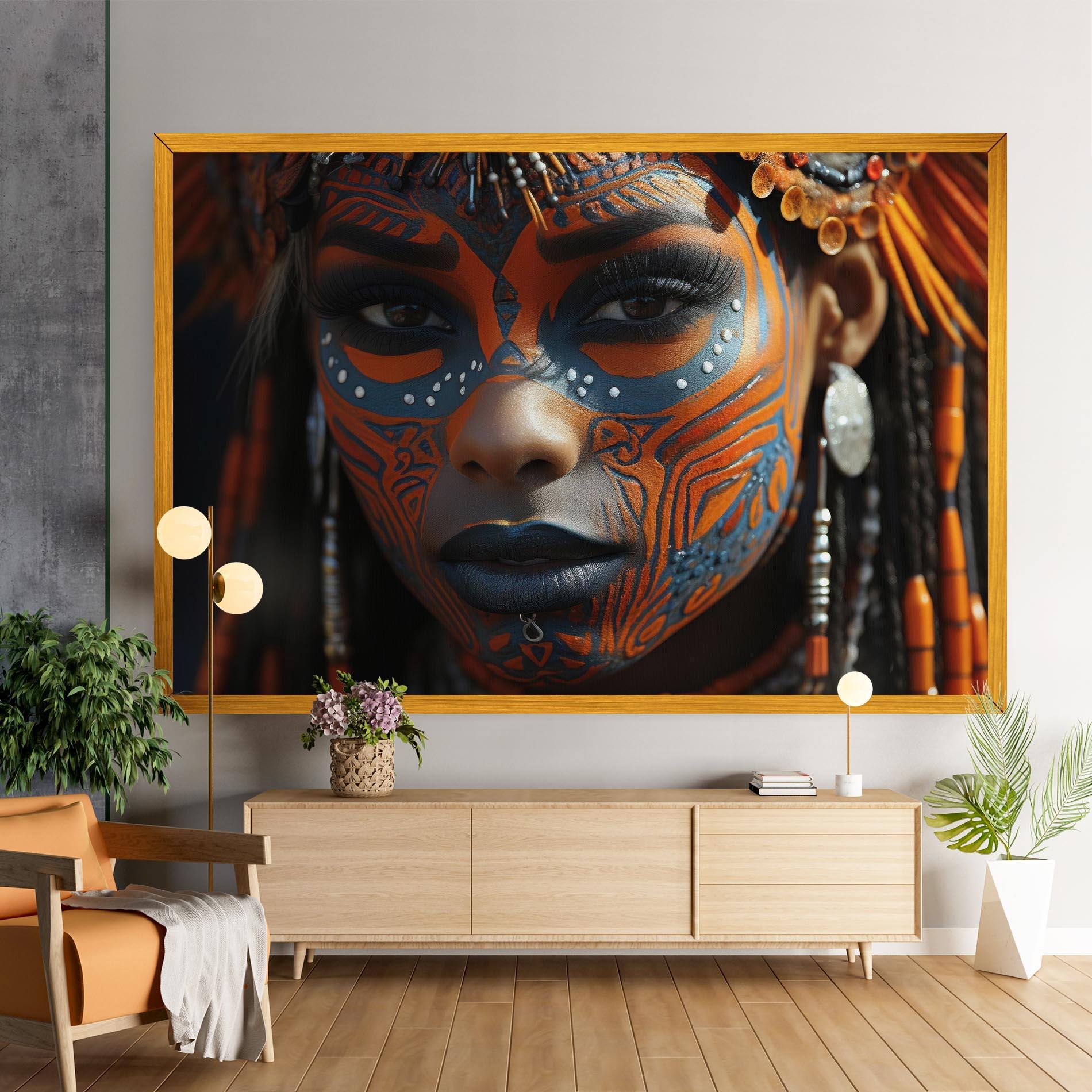 Leinwandbild Orange Tribal Paint mockup 9