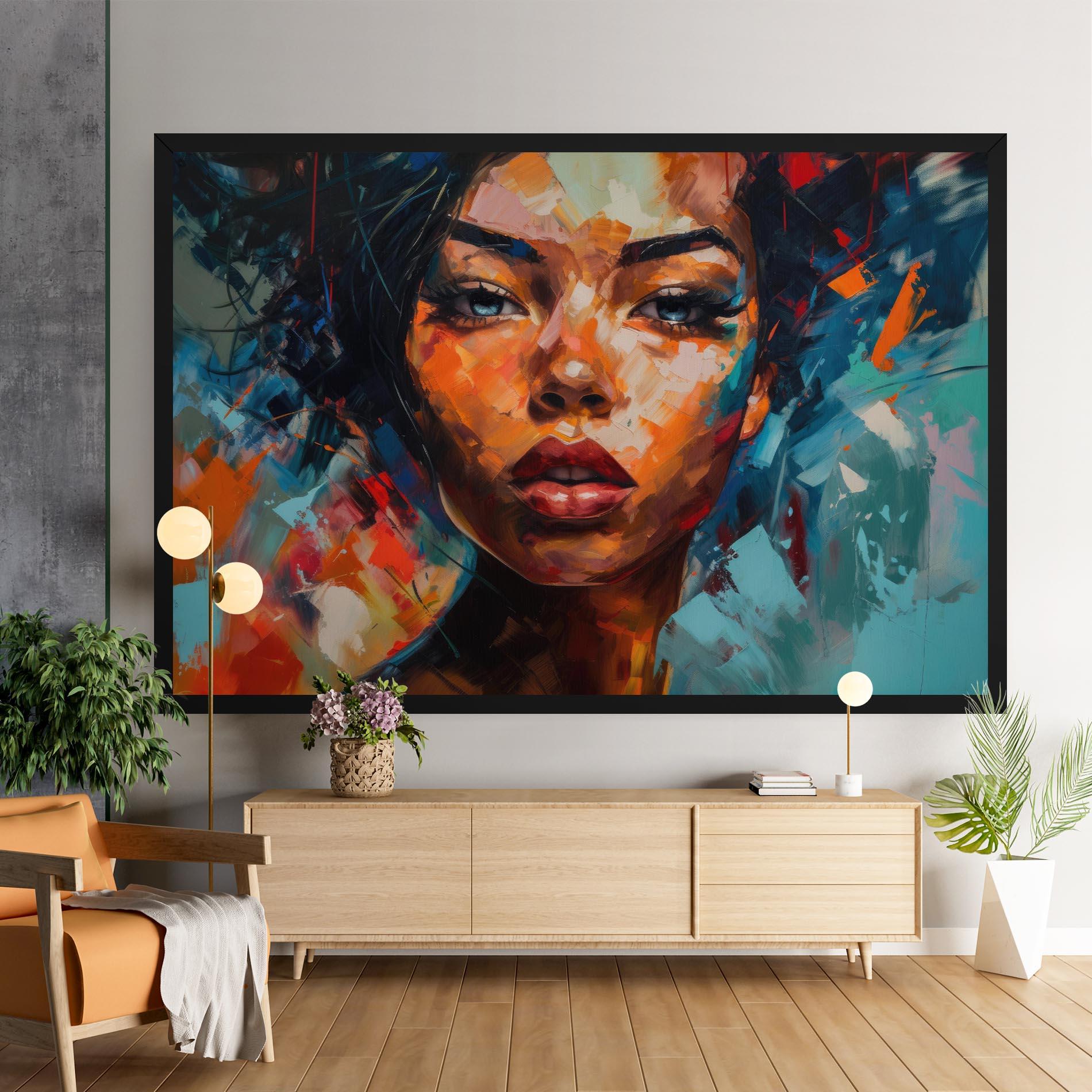 Leinwandbild Intense Fiery Portrait mockup 9