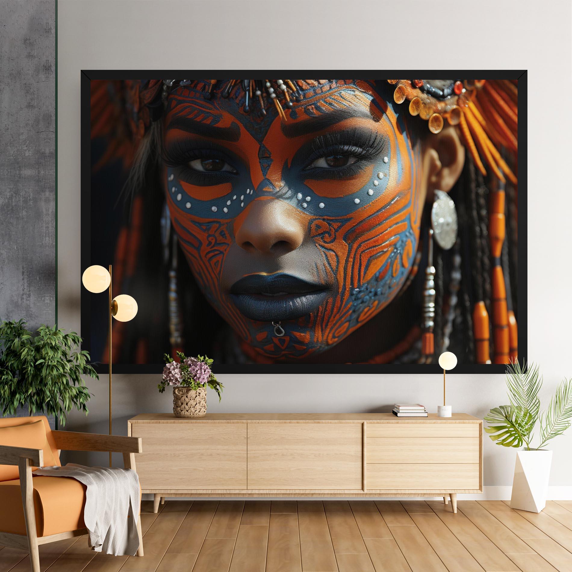 Leinwandbild Orange Tribal Paint mockup 9
