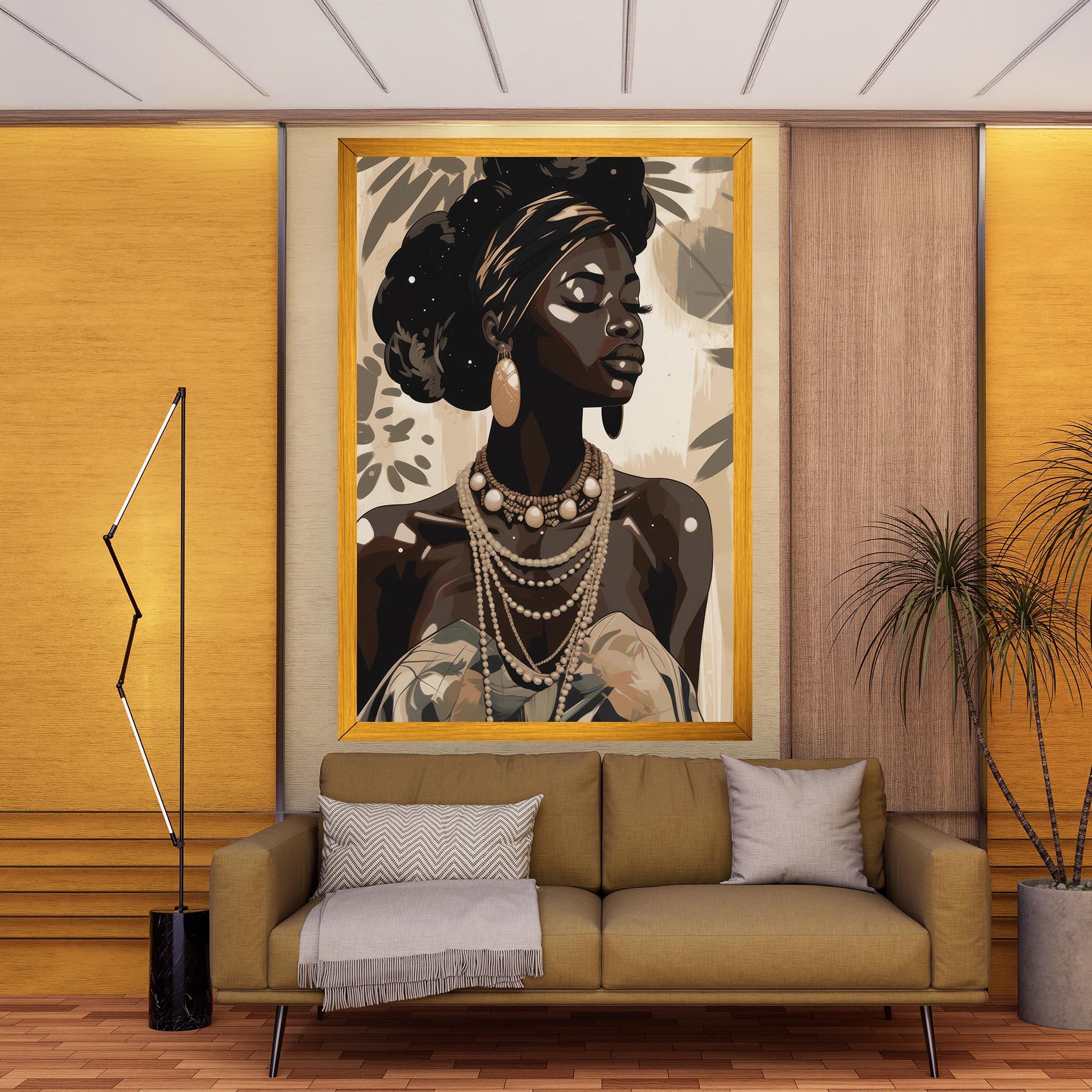 Leinwandbild African Woman On Cream mockup 9