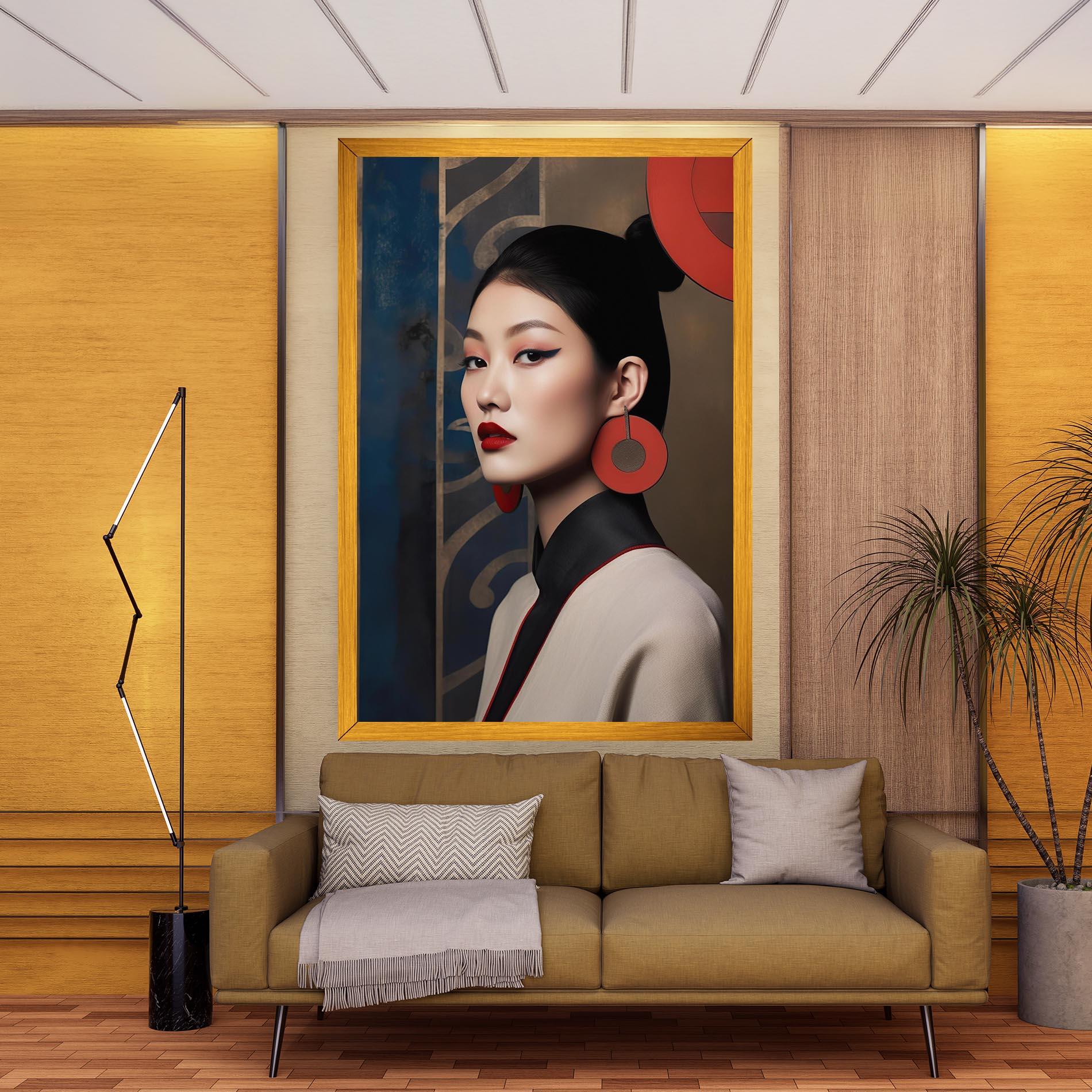 Leinwandbild Asian Big Earrings mockup 9