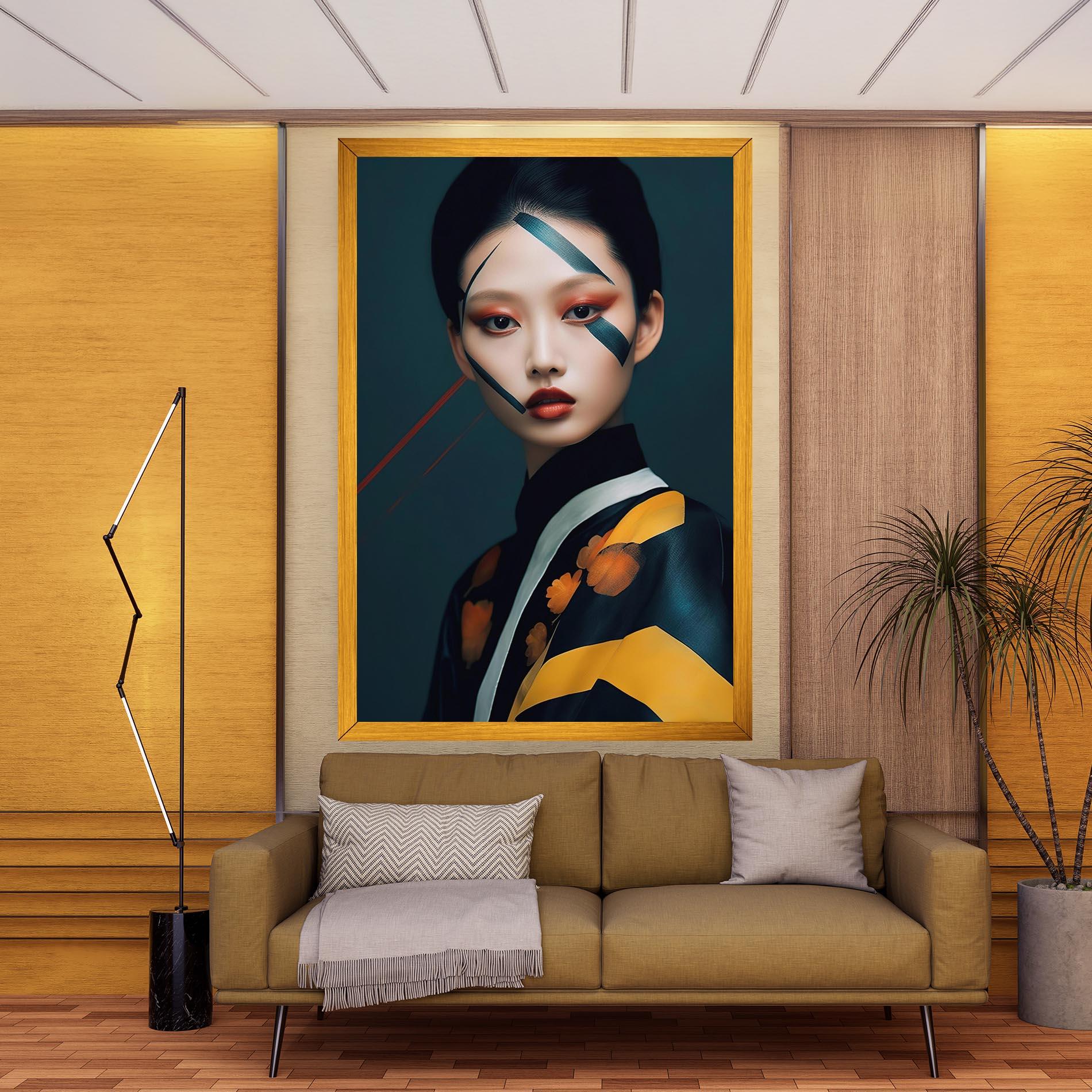 Leinwandbild Asian Painted Woman mockup 9