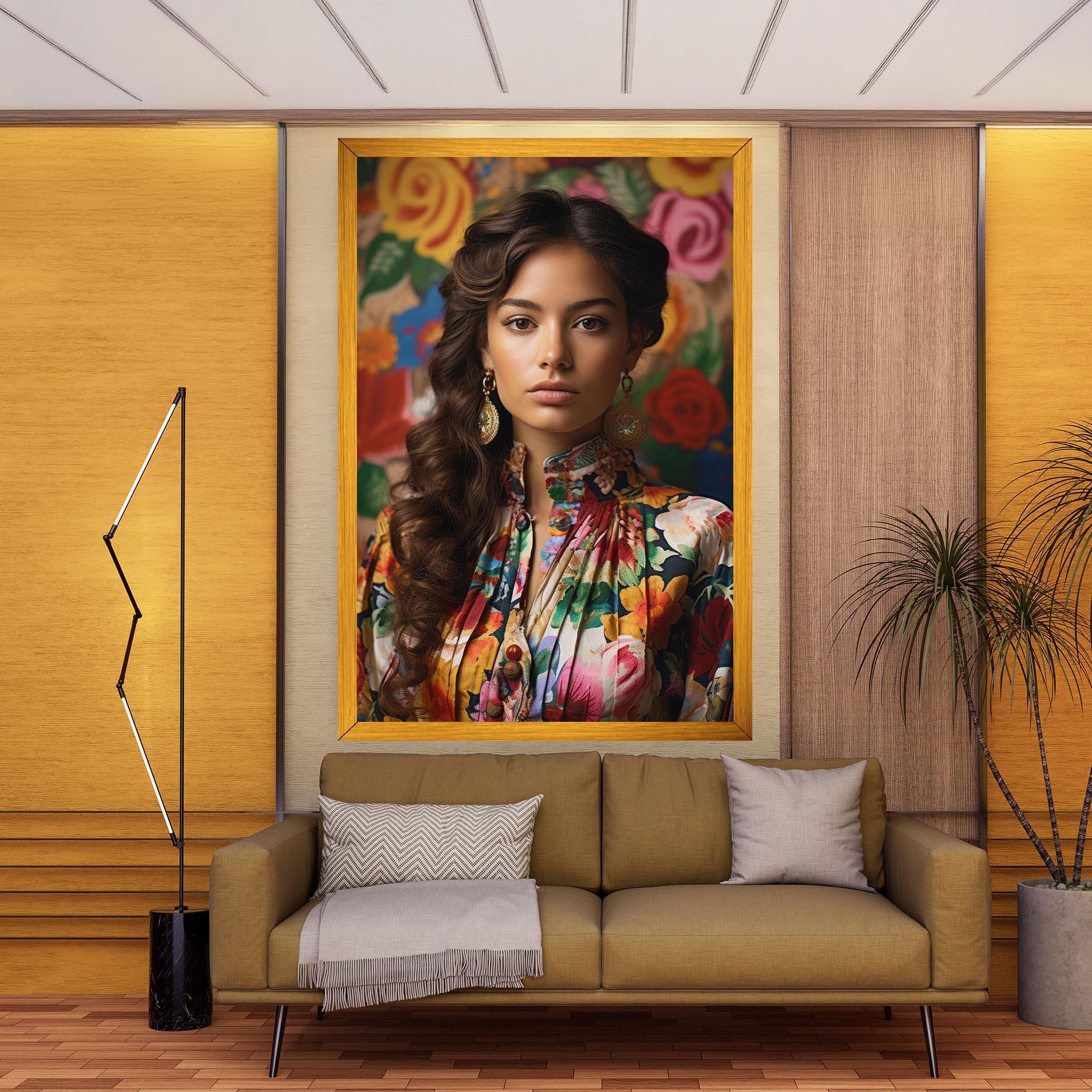 Leinwandbild Floral Dress Long Hair mockup 9