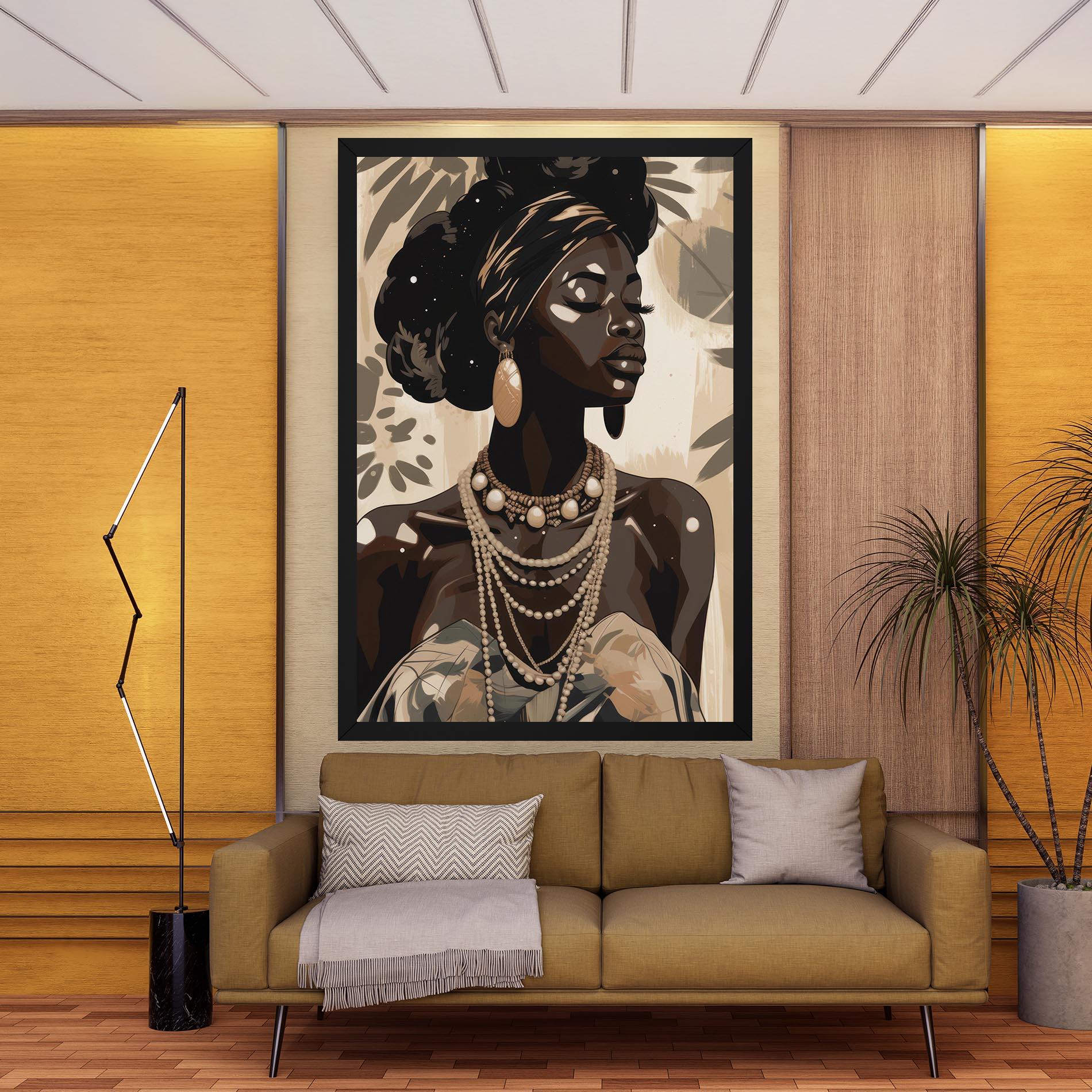 Leinwandbild African Woman On Cream mockup 9