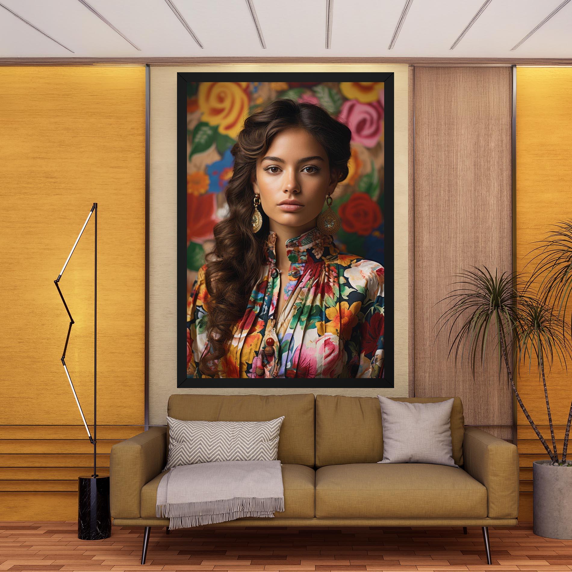 Leinwandbild Floral Dress Long Hair mockup 9