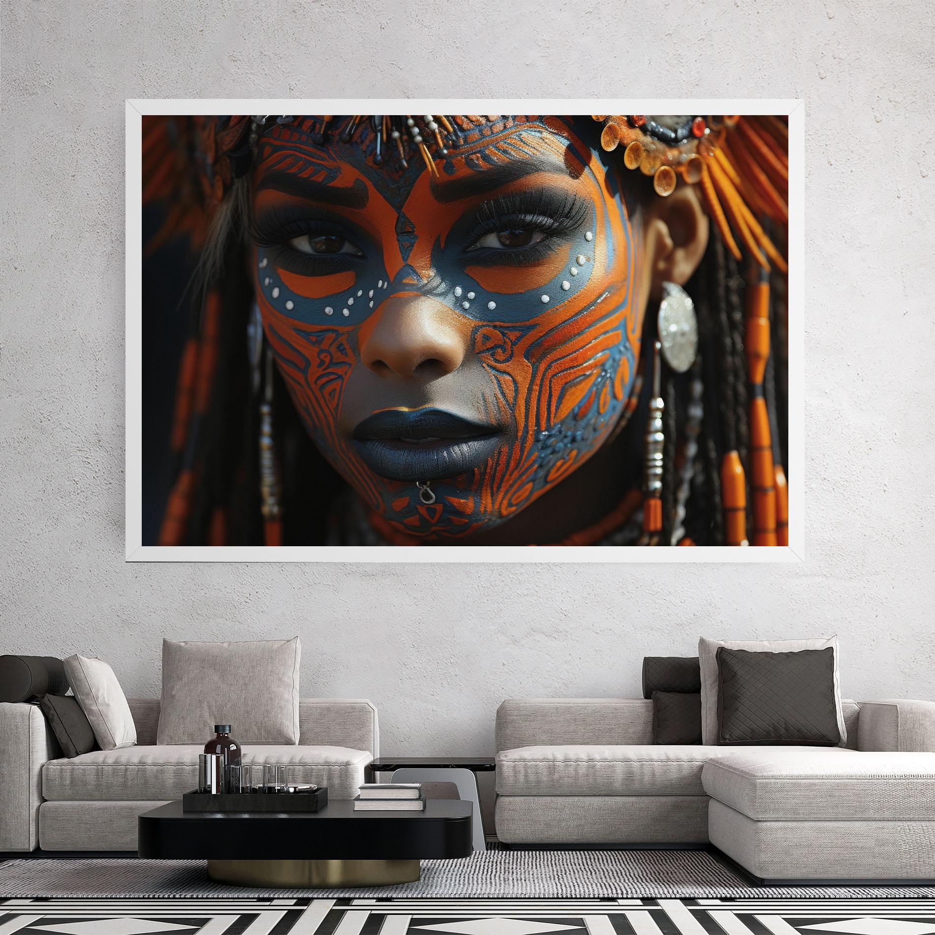 Leinwandbild Orange Tribal Paint mockup 2