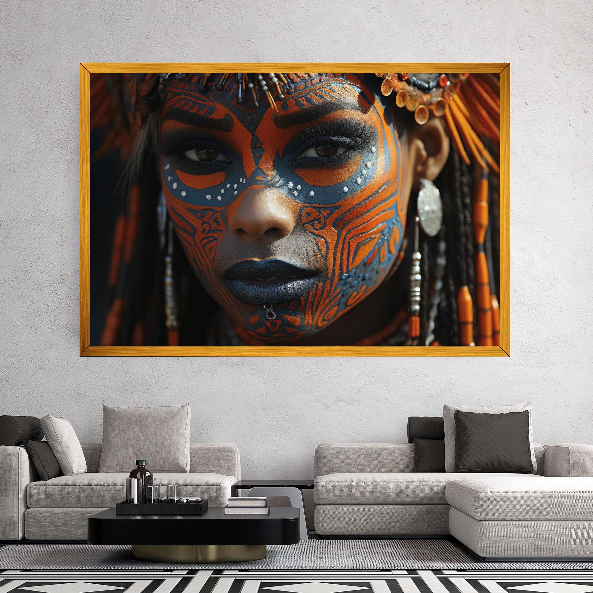 Leinwandbild Orange Tribal Paint mockup 2
