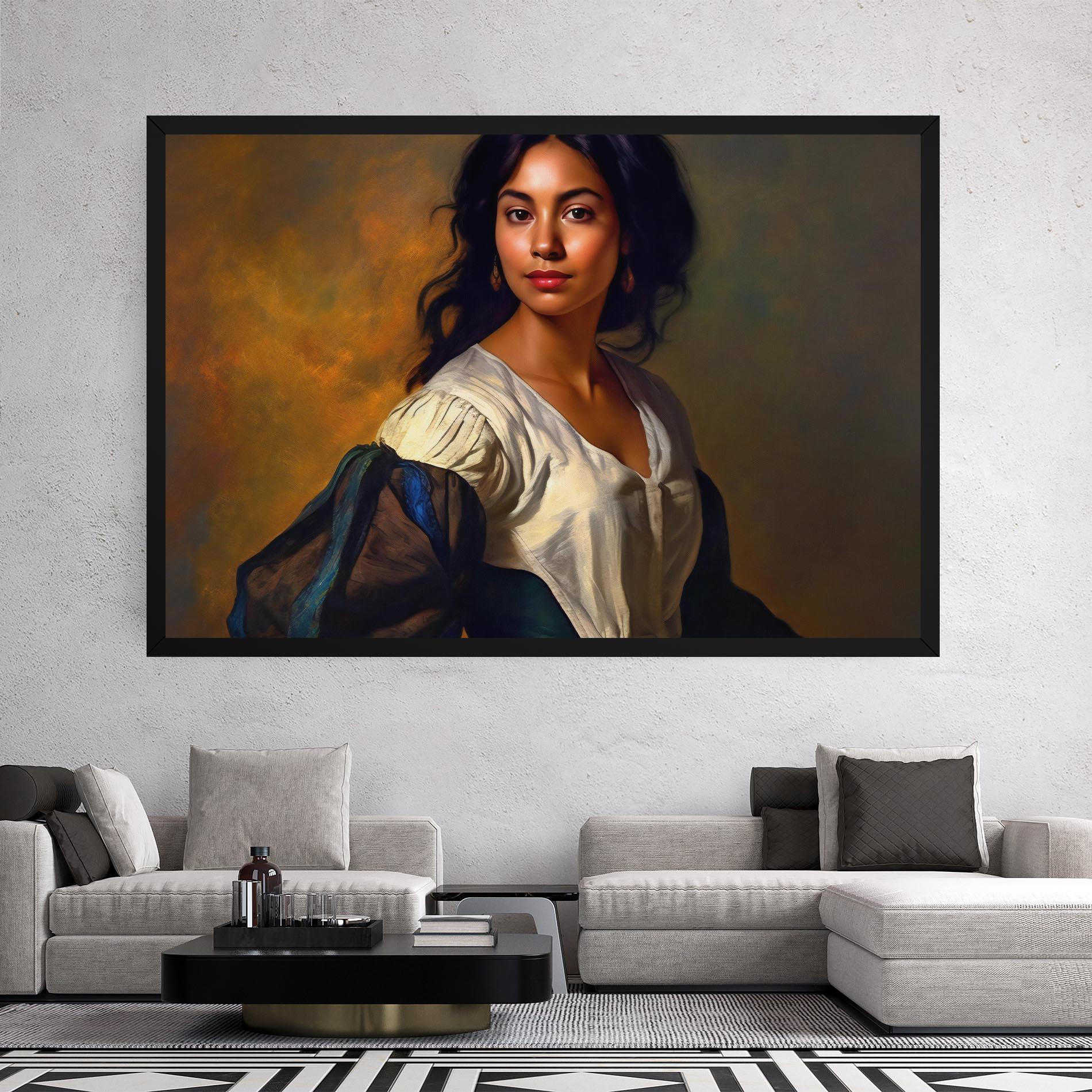 Leinwandbild Beautiful Brunette Art mockup 2