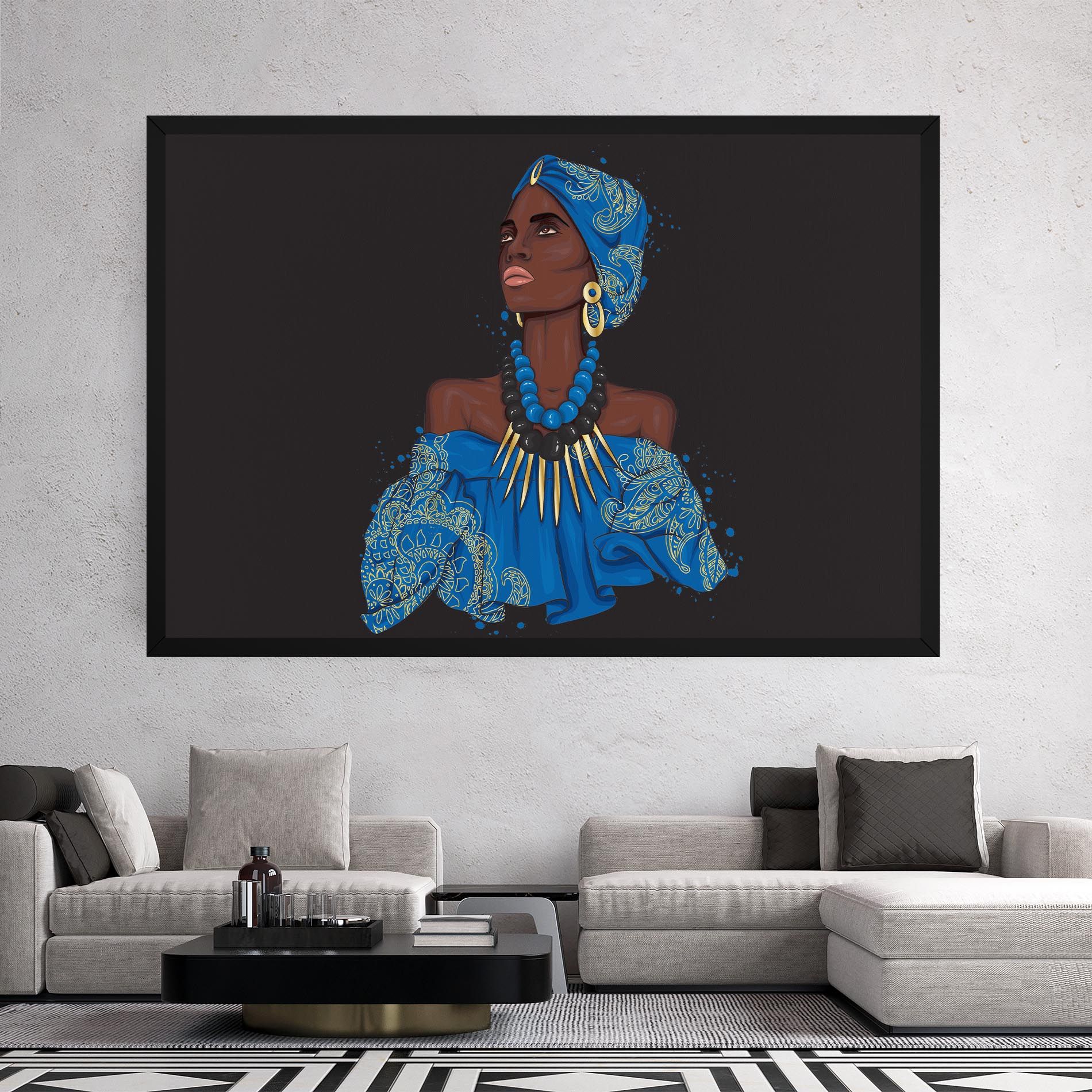 Blue African Outfit mockup 2