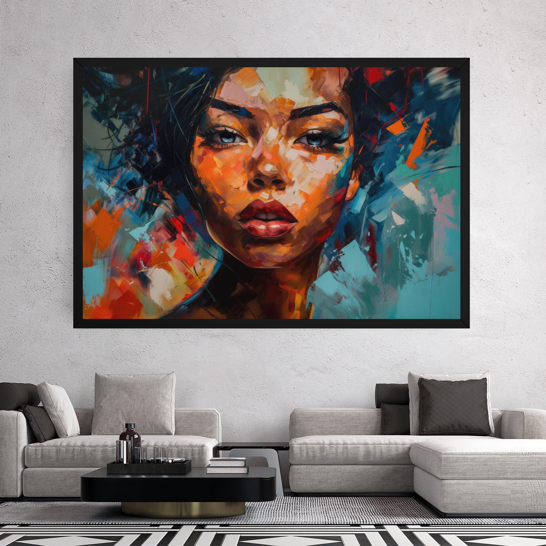 Leinwandbild Intense Fiery Portrait mockup 2