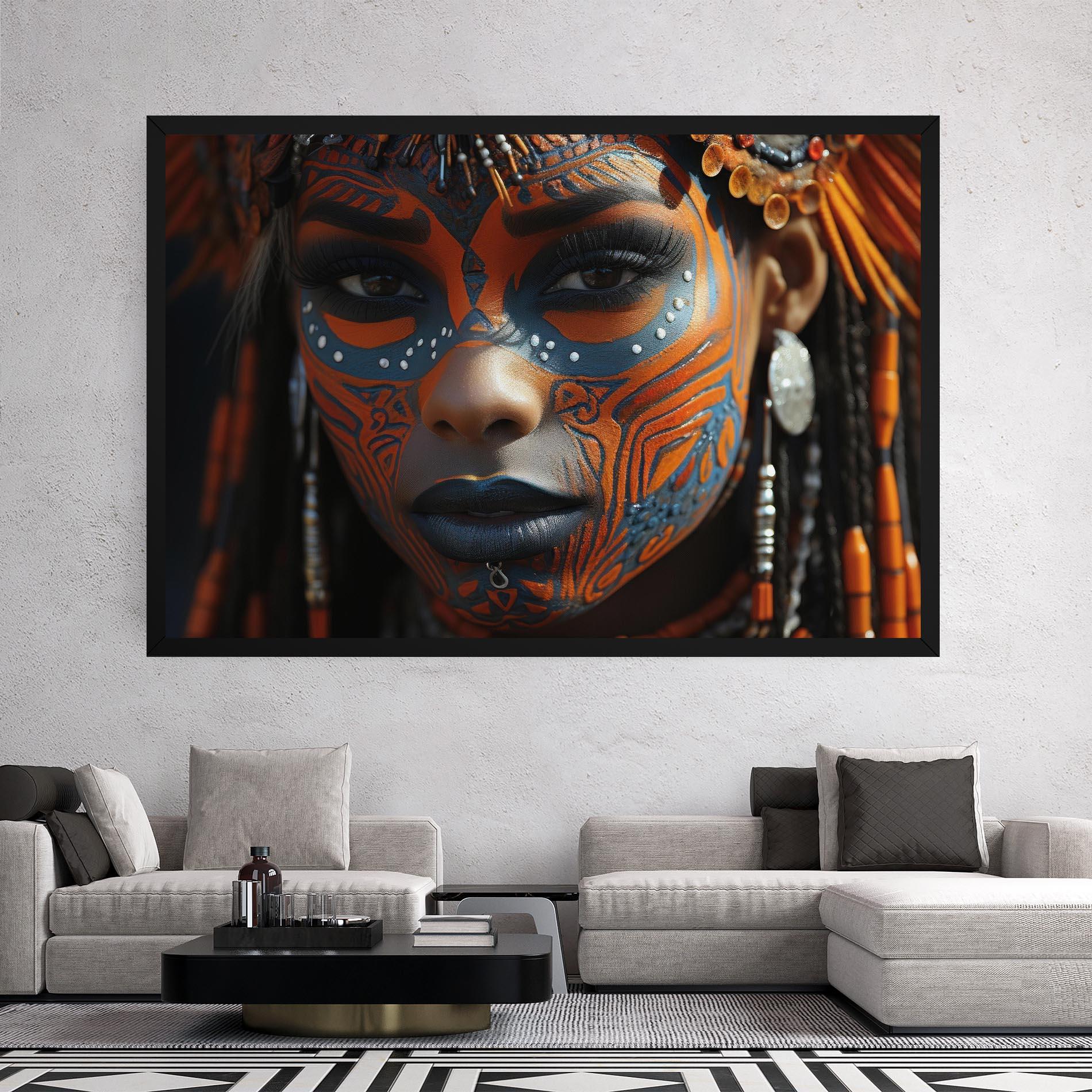 Leinwandbild Orange Tribal Paint mockup 2
