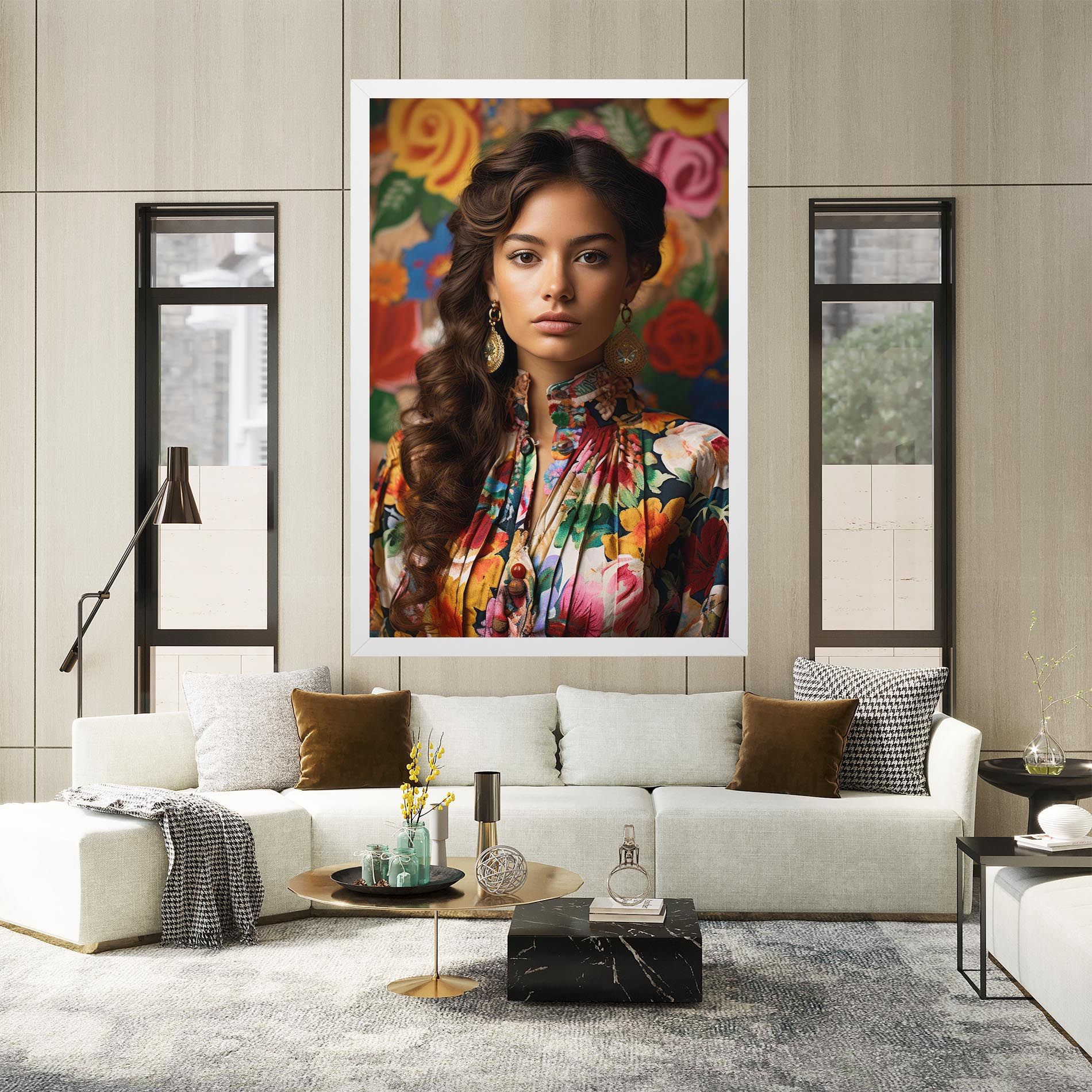 Floral Dress Long Hair mockup 2