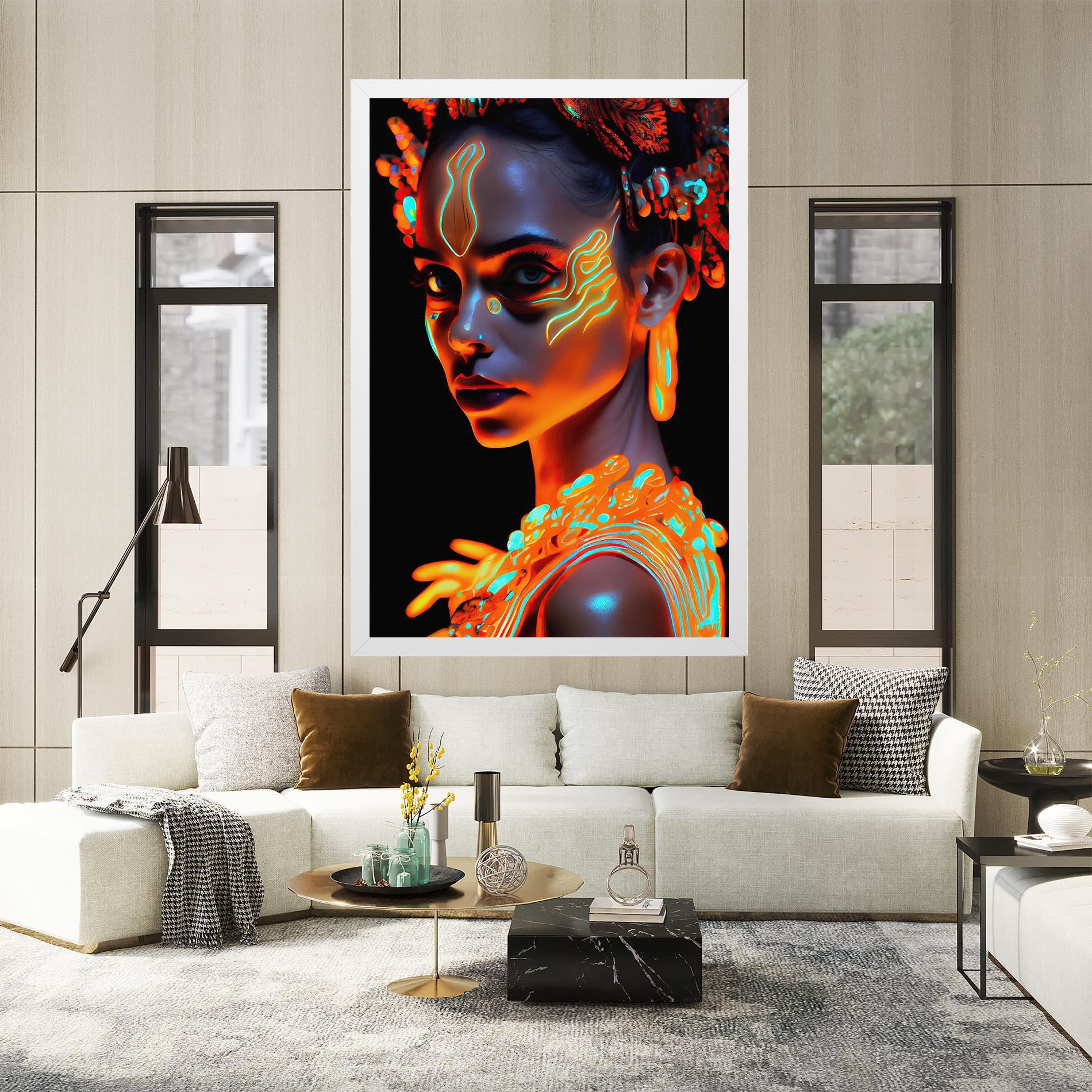 Leinwandbild Glowing Face Paint mockup 2