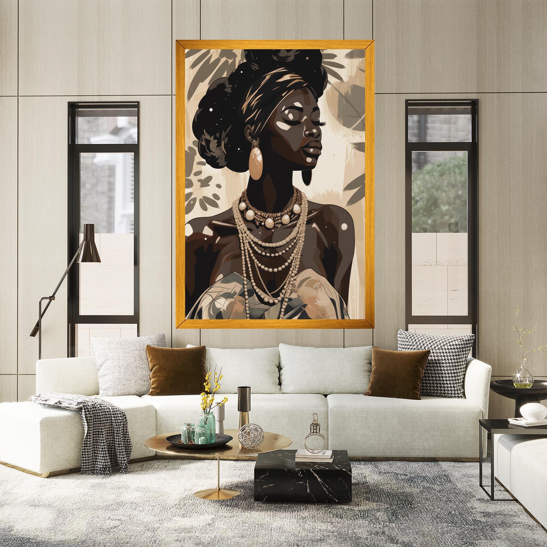 Leinwandbild African Woman On Cream mockup 2