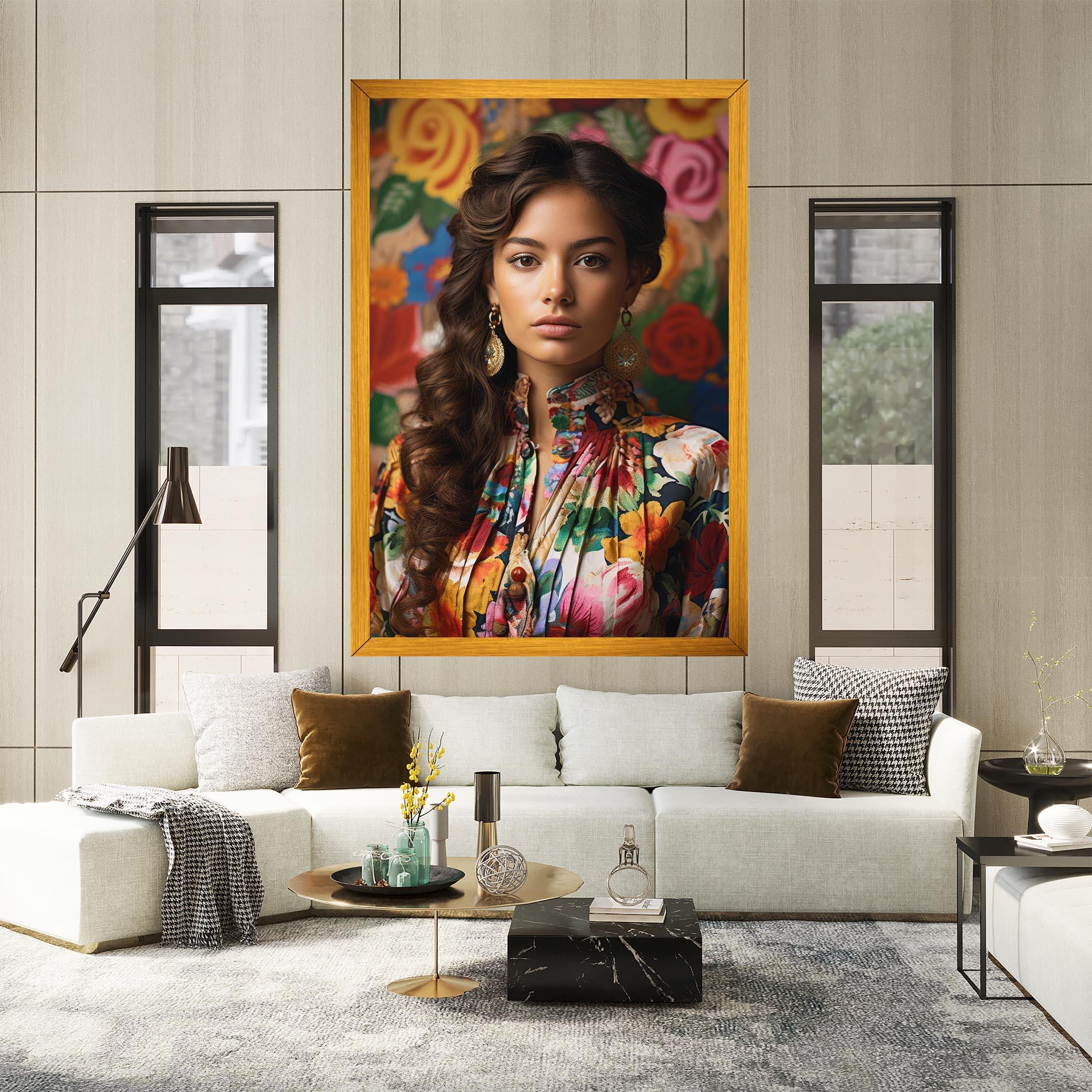 Leinwandbild Floral Dress Long Hair mockup 2