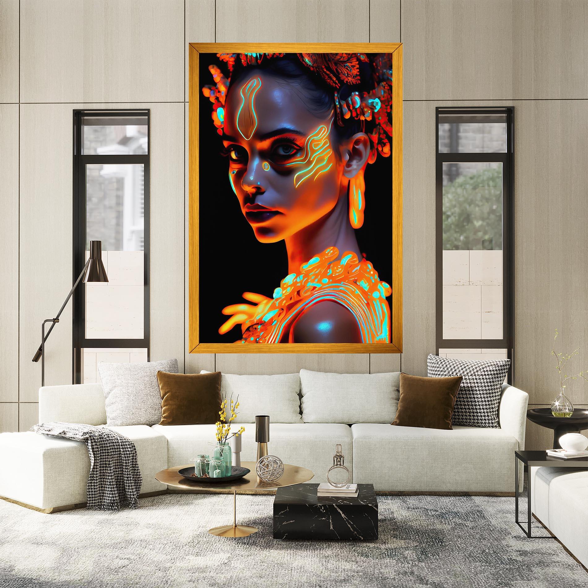 Leinwandbild Glowing Face Paint mockup 2