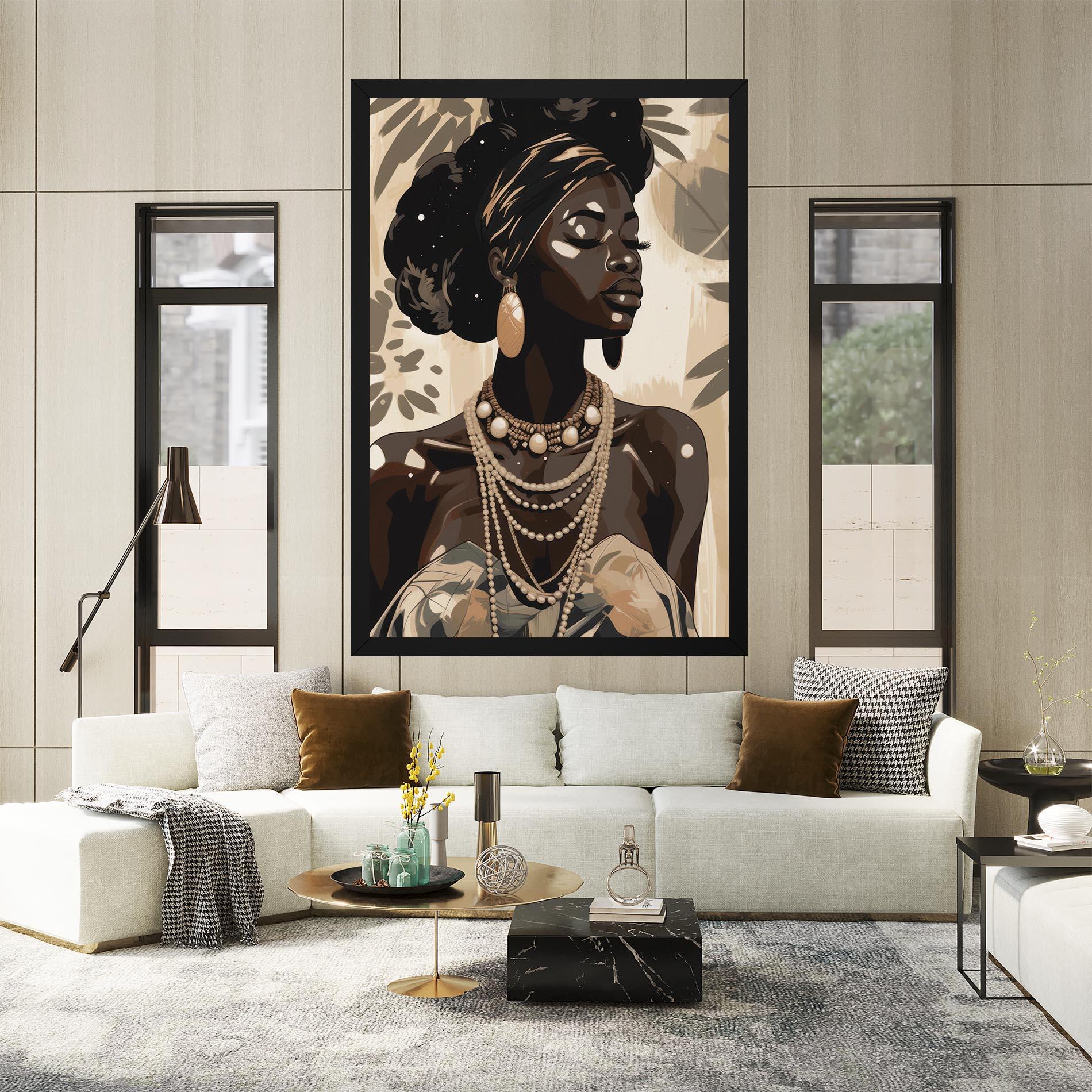 Leinwandbild African Woman On Cream mockup 2